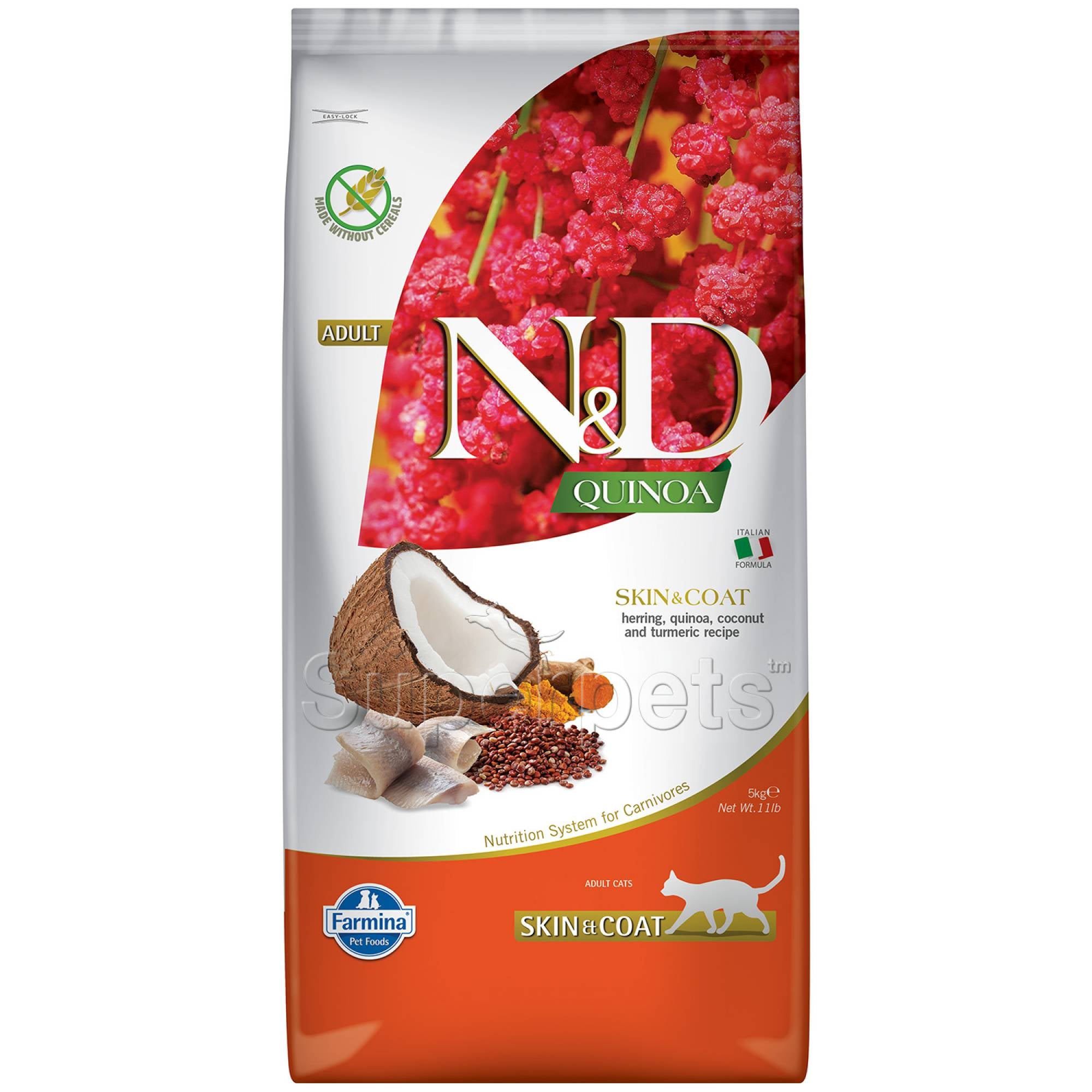 Farmina N&D Quinoa Cat kibbles Adult - Skin & Coat (Herring) 5kg