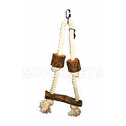 OPSP - 46308 - Bird Toy with Wooden Perch and Rope Tied 40x17x5cm