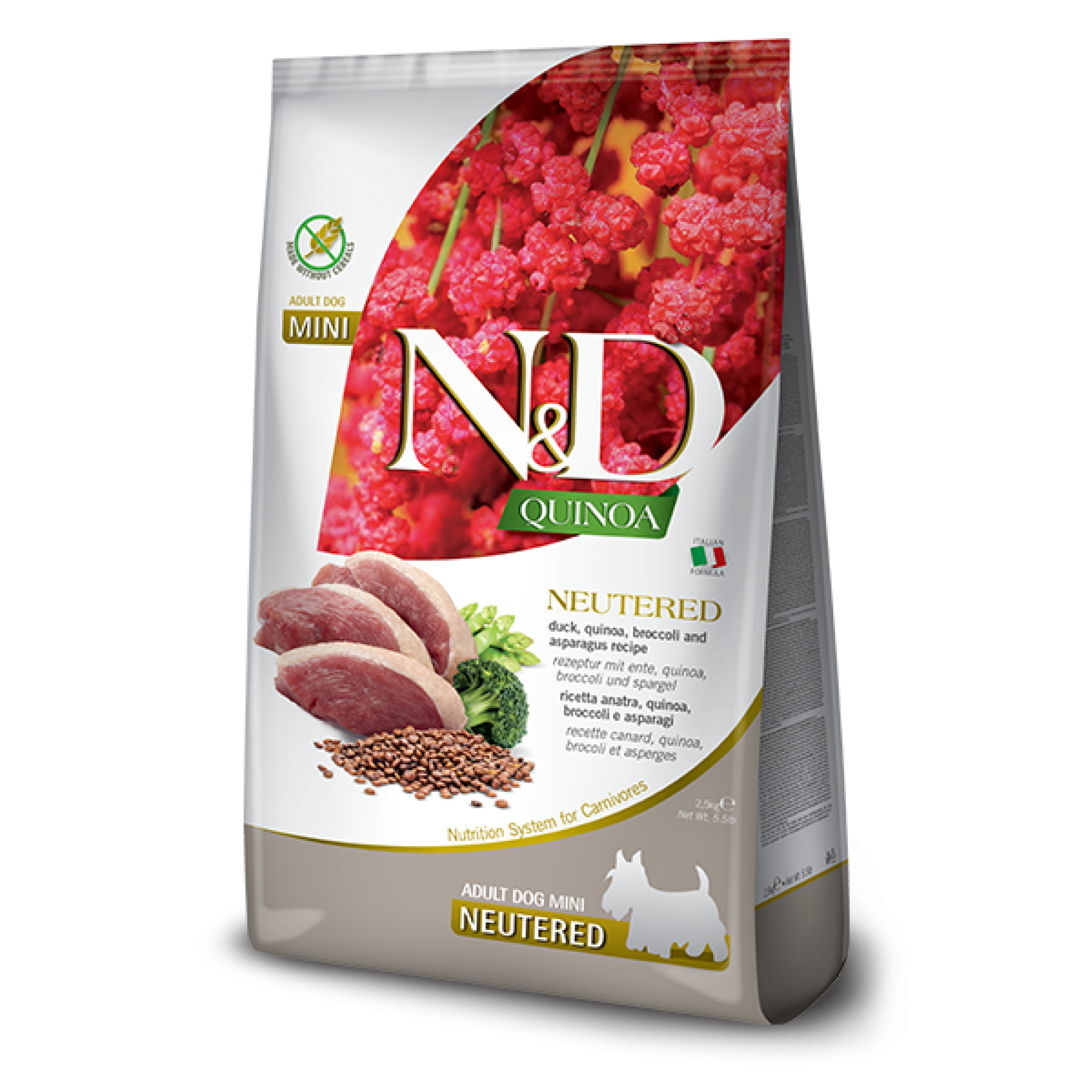 Farmina - N&D Quinoa Canine Adult Mini Neutered - Duck, Quinoa, Broccoli and Asparagus Recipe 2.5kg