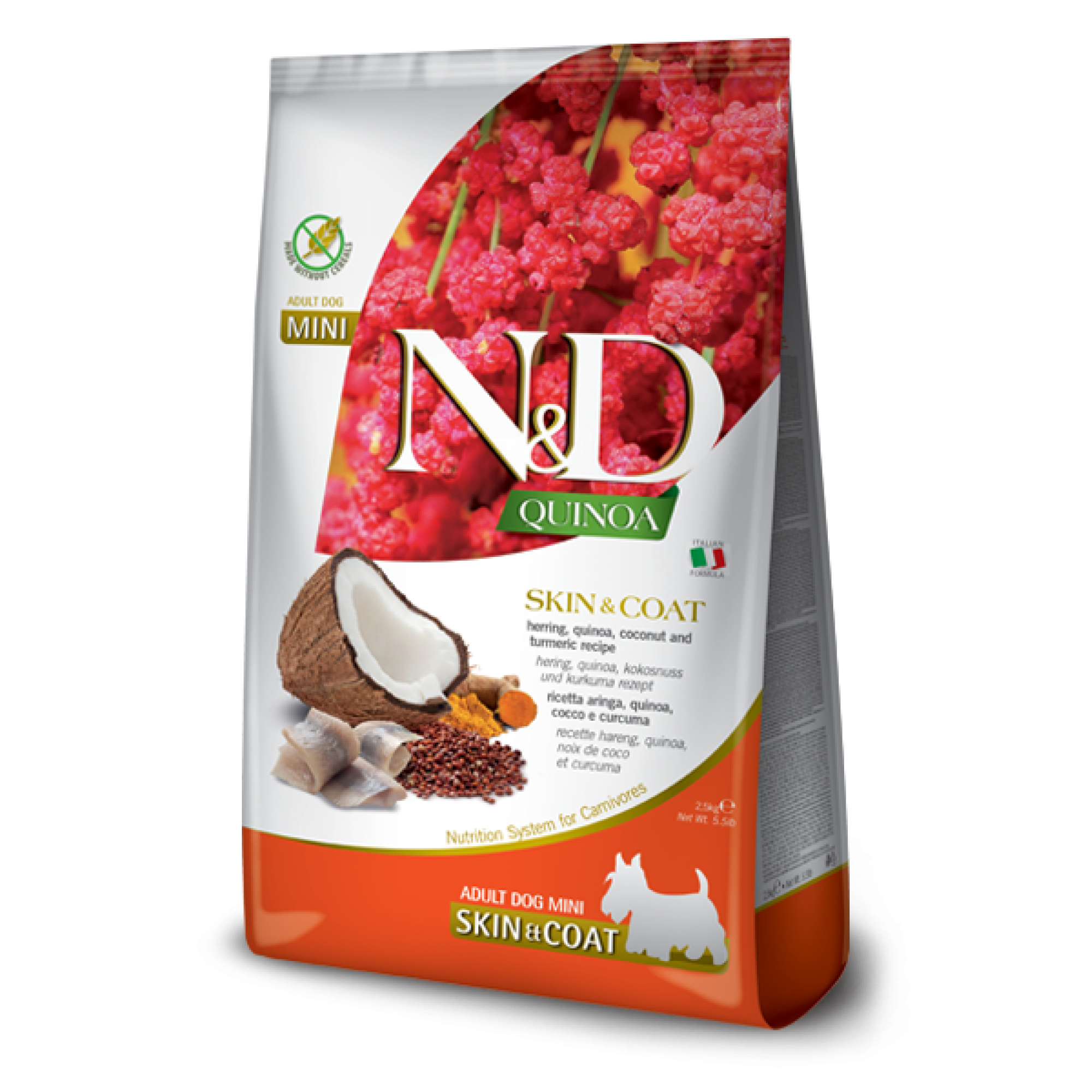Farmina - N&D Quinoa Canine Adult Mini - Skin & Coat (Herring) Coco and Turmeric 2.5kg