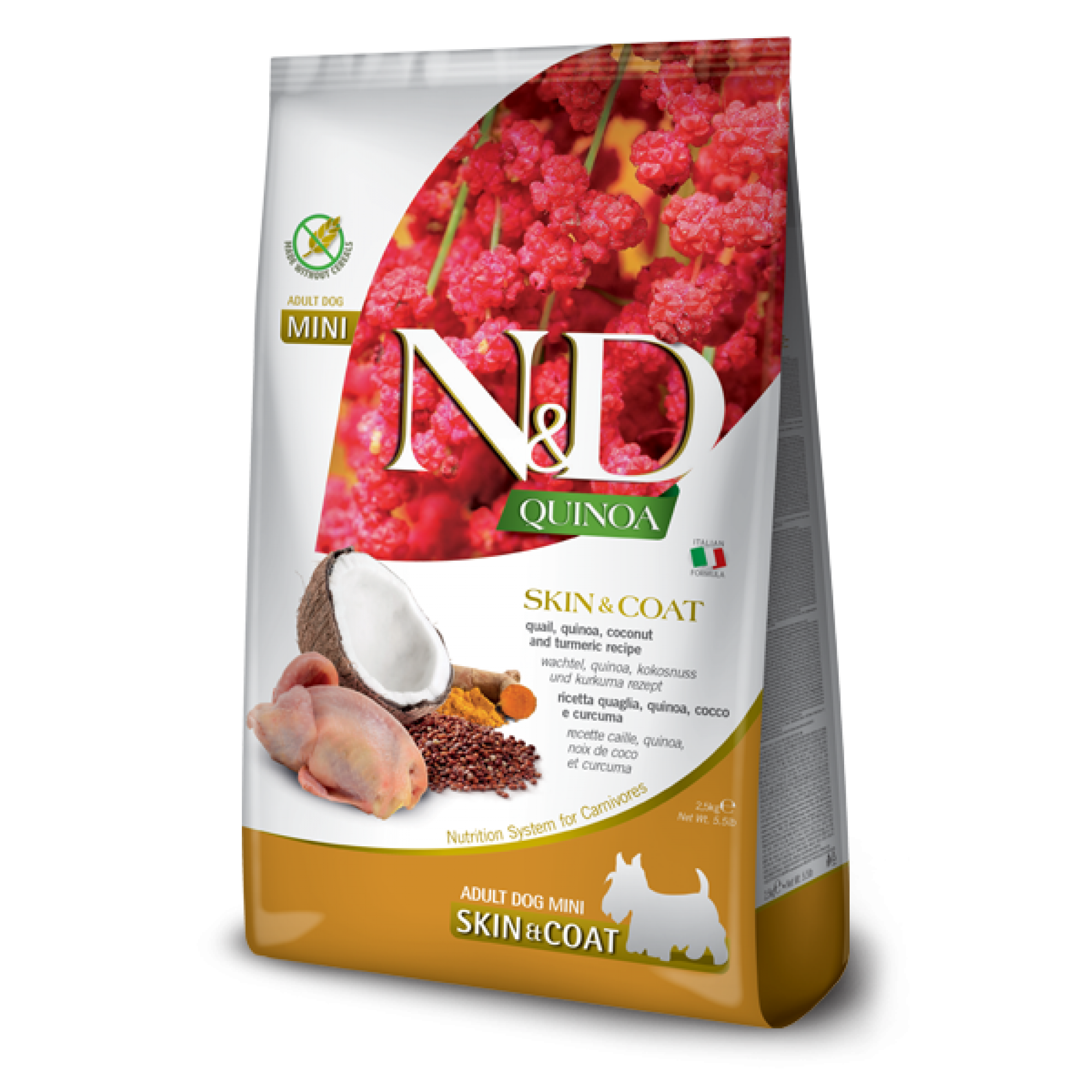Farmina - N&D Quinoa Canine Adult Mini - Skin & Coat (Quail) Coco and Turmeric 2.5kg