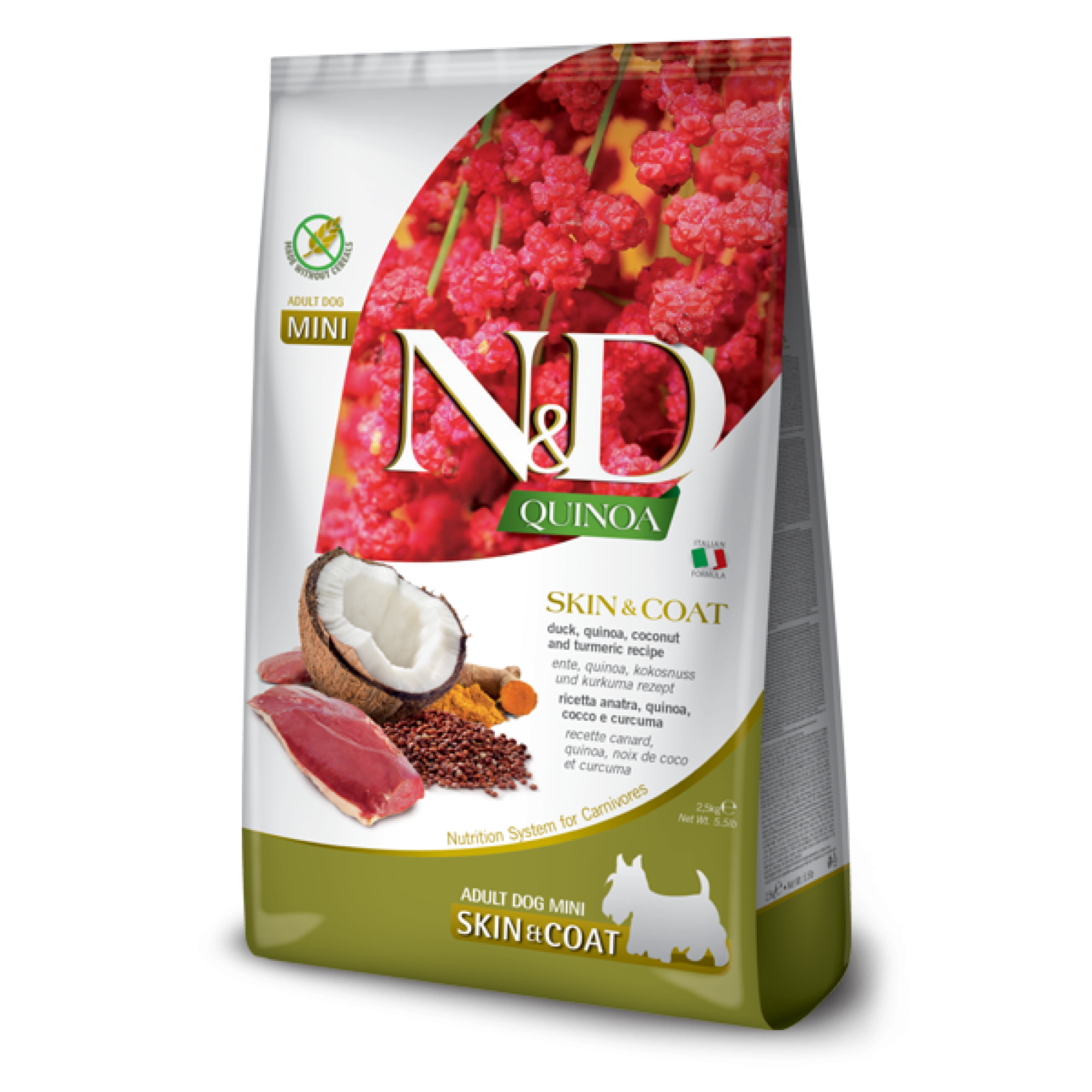 Farmina - N&D Quinoa Canine Adult Mini - Skin & Coat (Duck) Coco and Turmeric 2.5kg