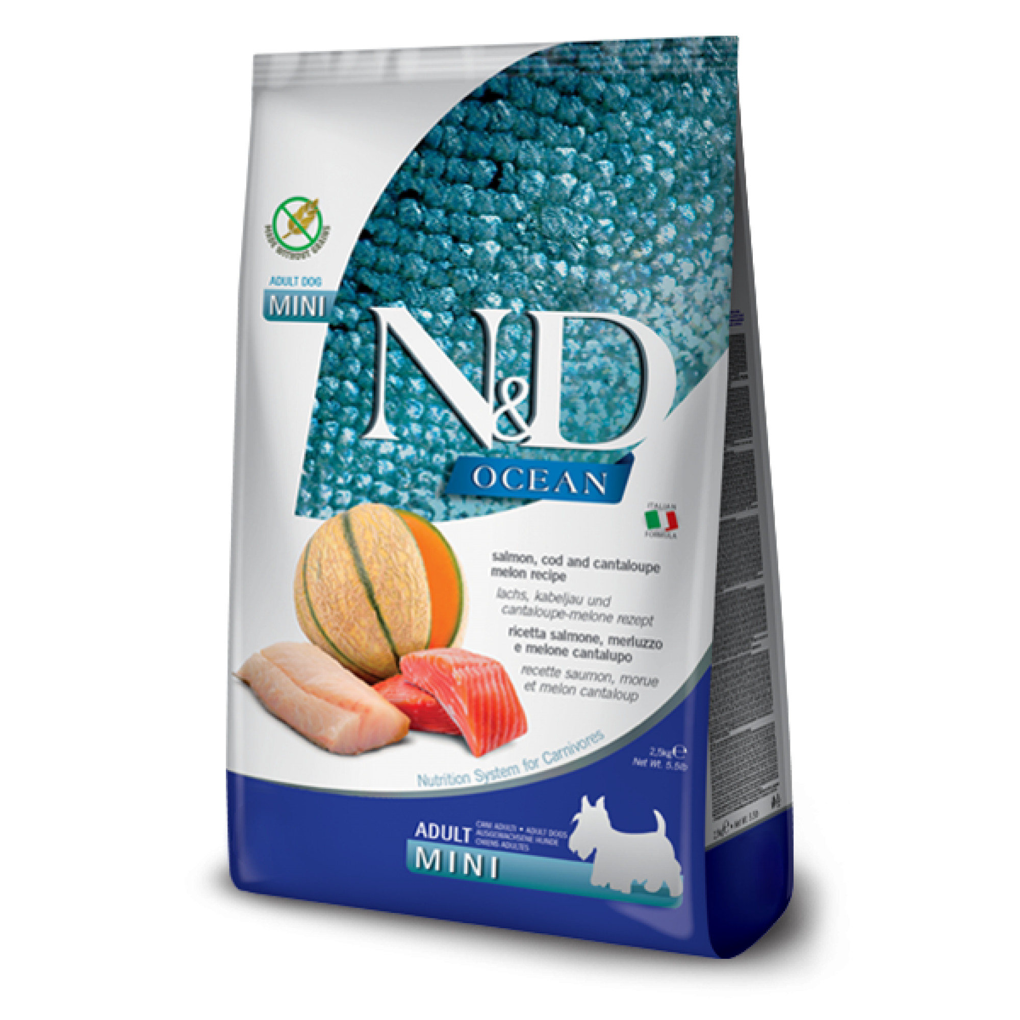 Farmina - N&D Ocean Canine Adult Mini - Salmon, Cod, Cantalupe Melon 2.5kg