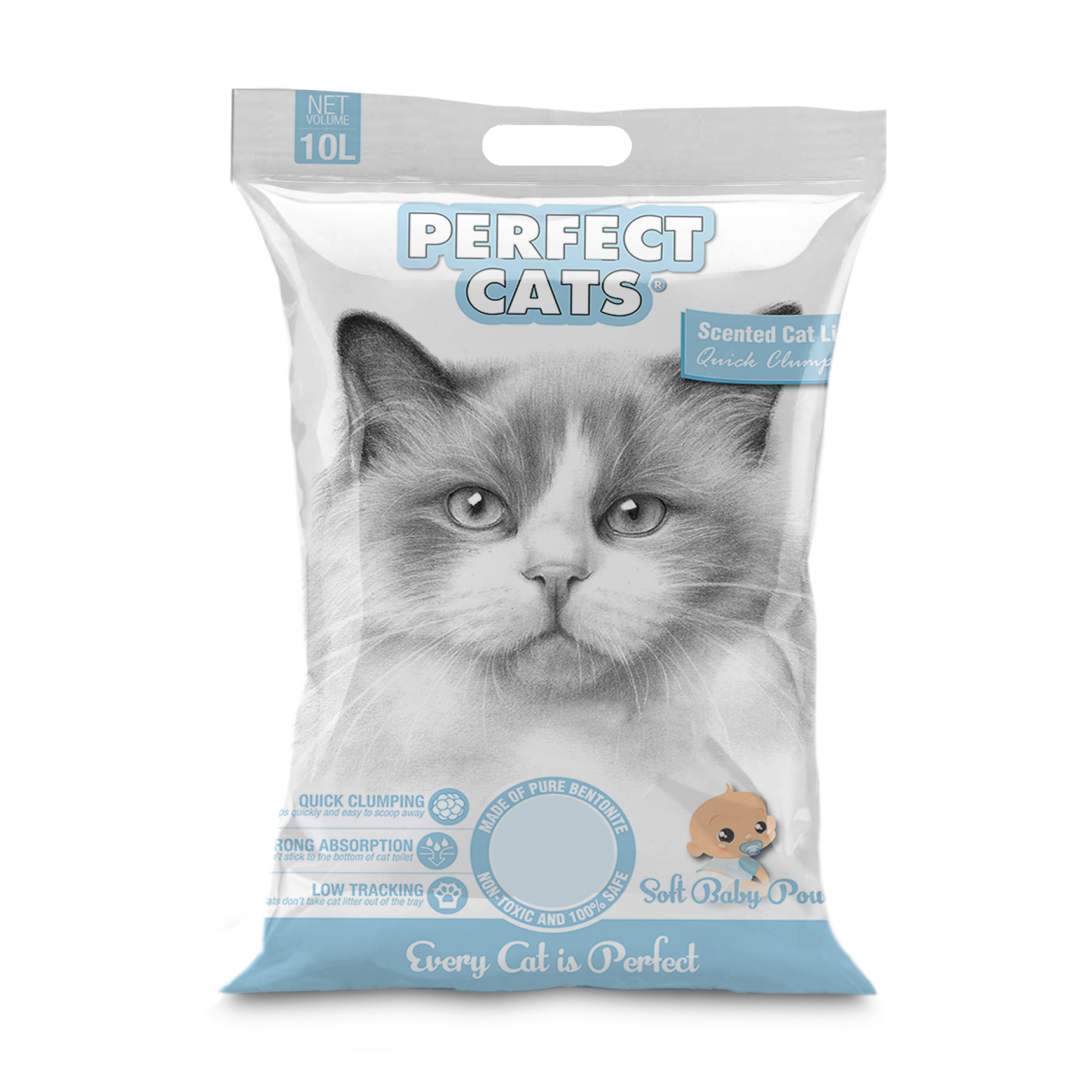 Perfect Cats Litter - Baby Powder Flavor 10L