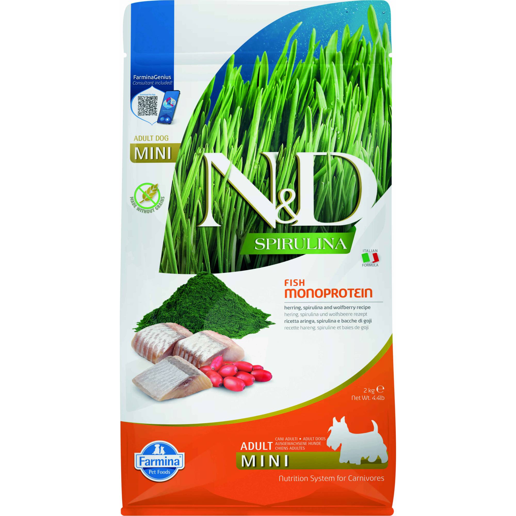 Farmina - N&D Spirulina Canine Adult Mini - Herring , Spirulina & Wolfberry (Goji) 2kg