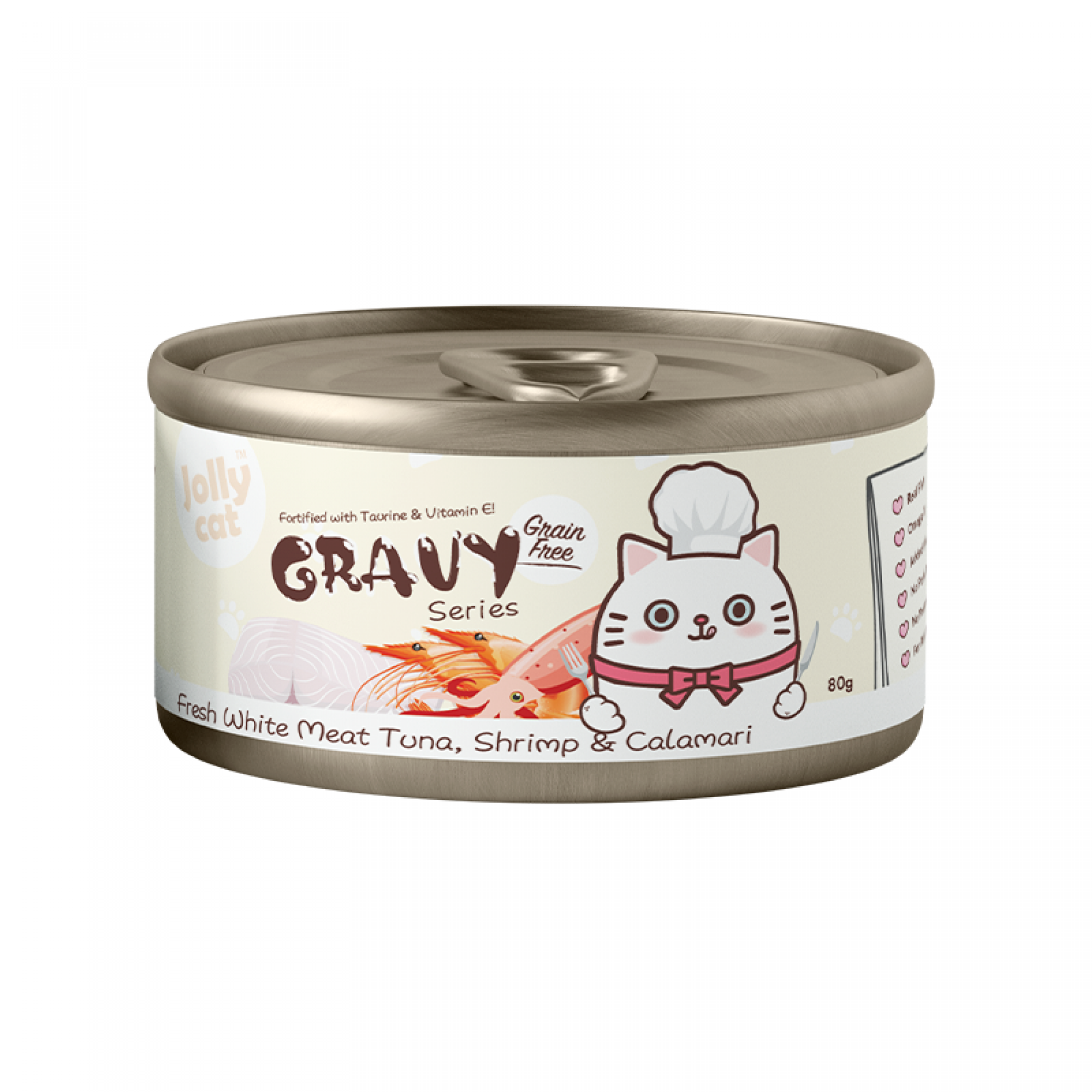 Jolly Cat Fresh White Meat Tuna & Calamari in Gravy 80g