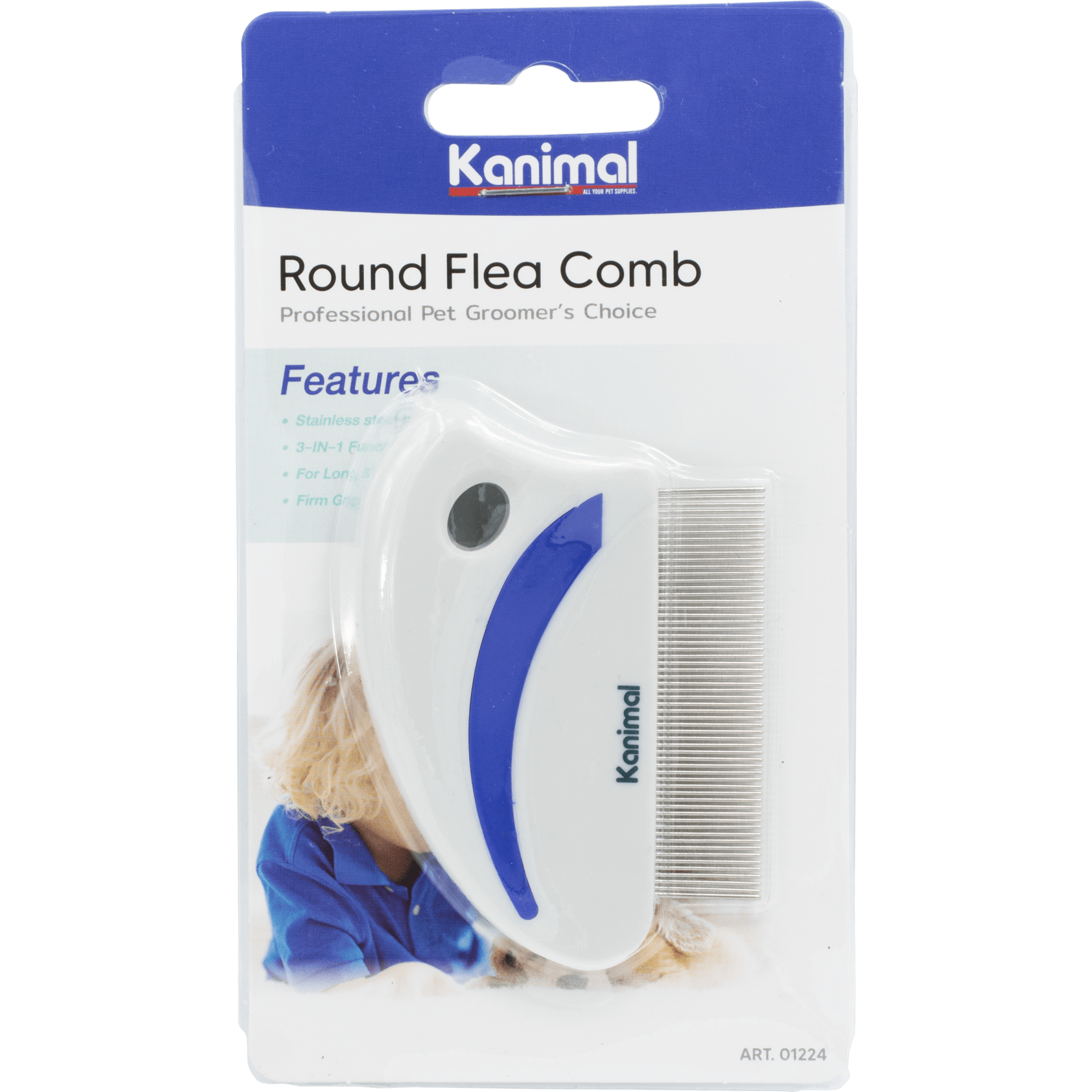 Kanimal - Round Flea Comb 8.5x5.8cm