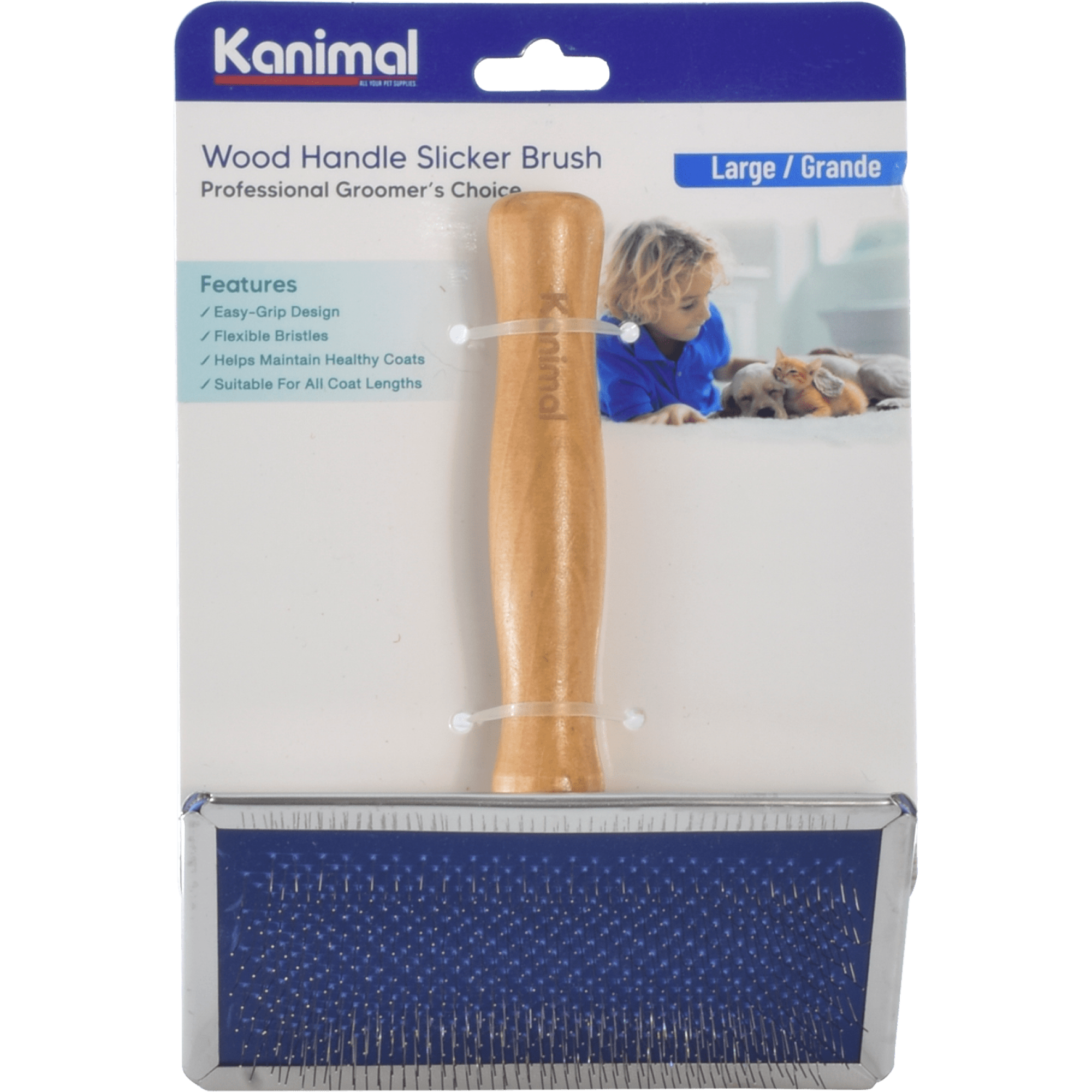 Kanimal - Wood Handle Slicker Size L (12x13.5cm)