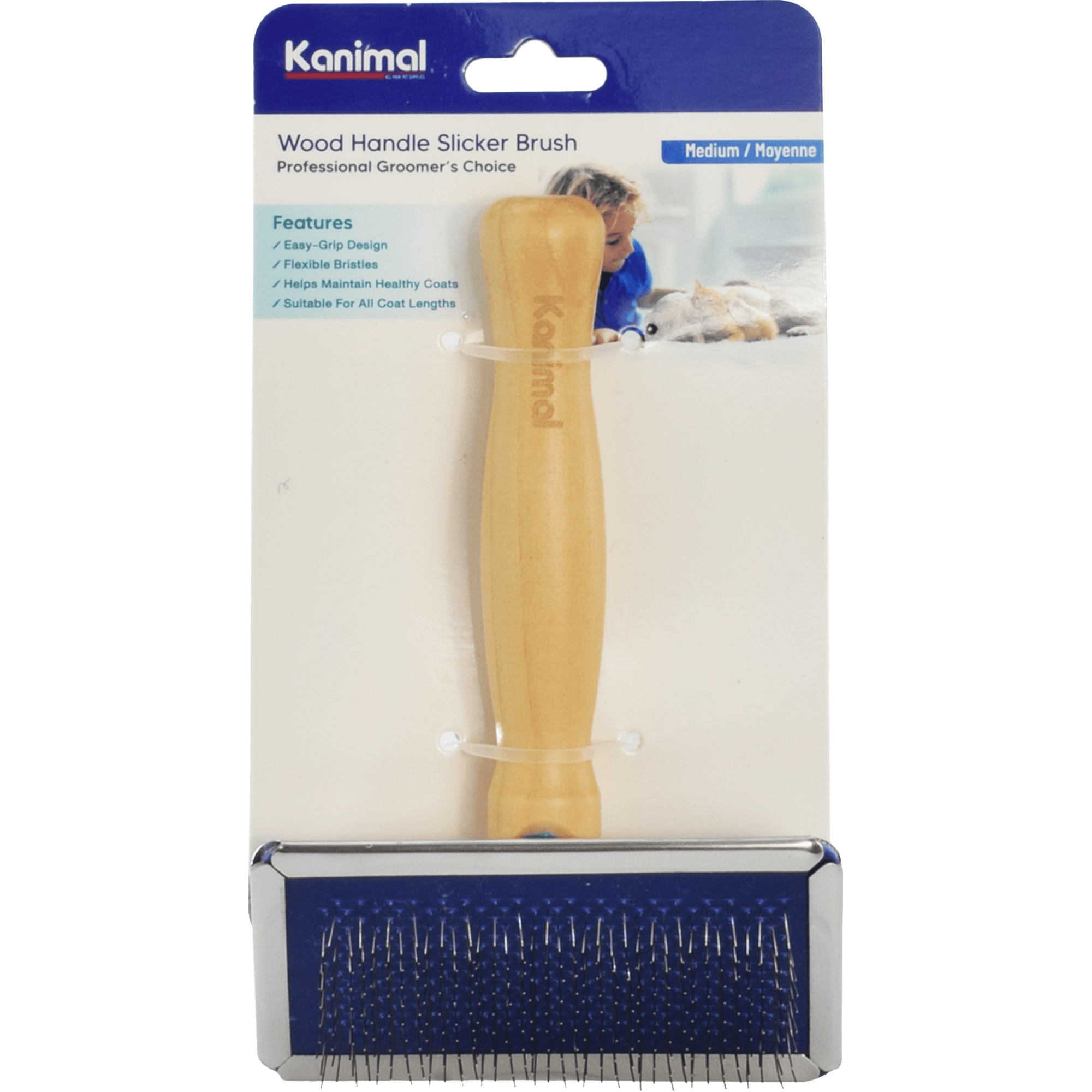 Kanimal - Wood Handle Slicker Size M (9x12.5cm)
