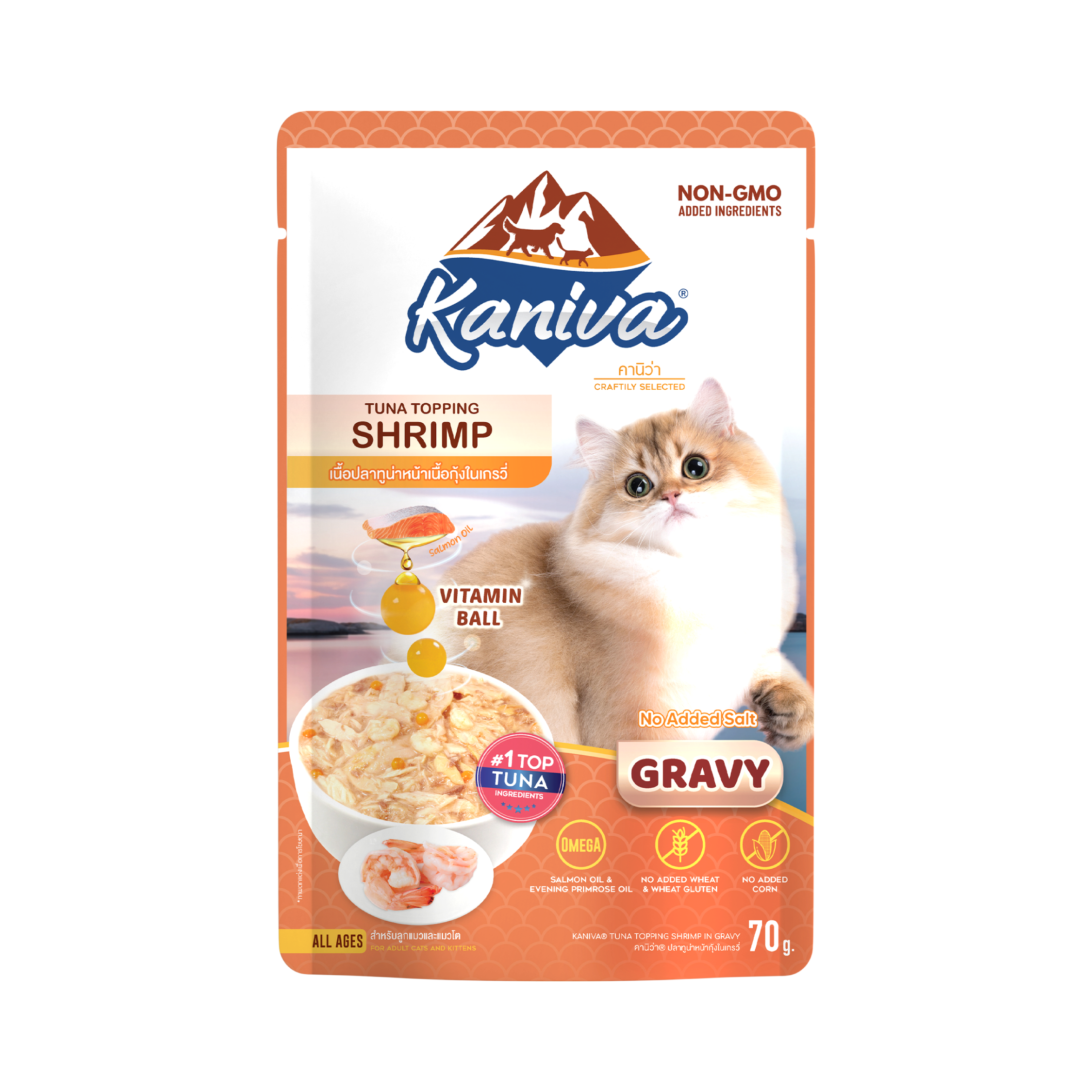 Kaniva Pouch - Cat - Shrimp with Tuna Topping 70g (Gravy)