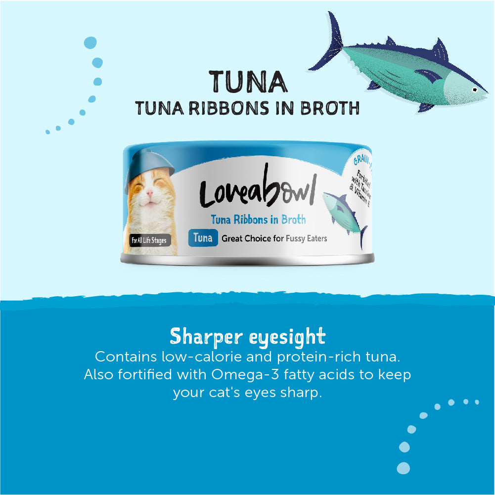 Loveabowl Tuna Ribbons in broth 70g x 24 cans (1 Carton)