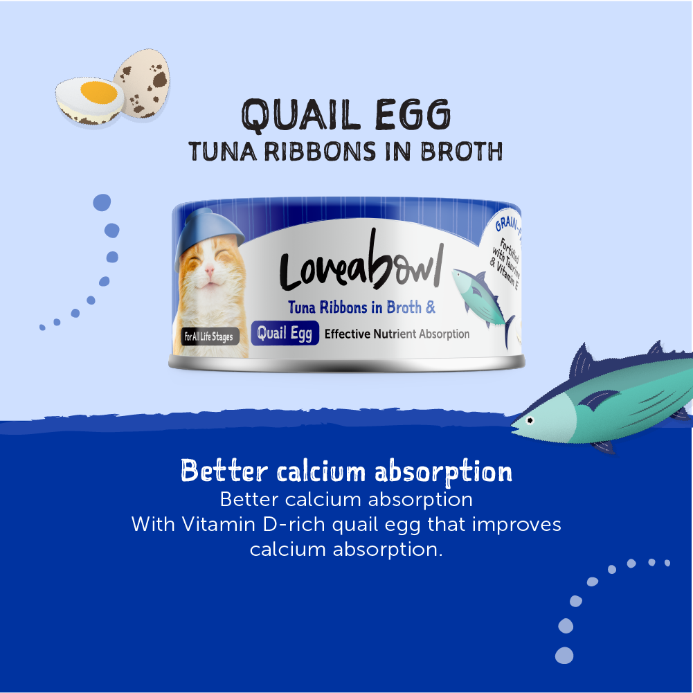 Loveabowl Tuna Ribbons in broth with Quail Egg 70g x 24 cans (1 Carton)