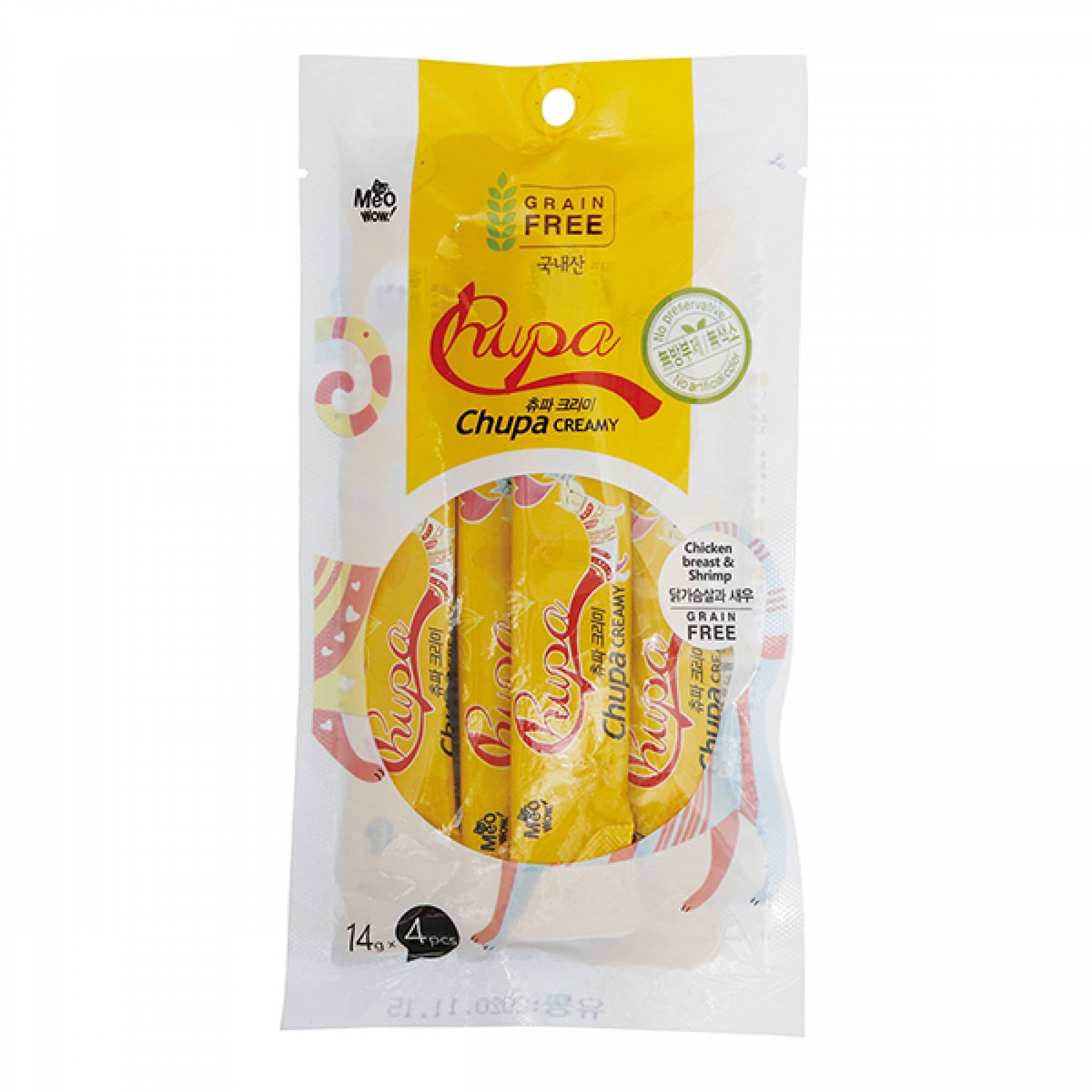 Meowow Chupa Creamy Chicken Breast & Shrimp 4x14g