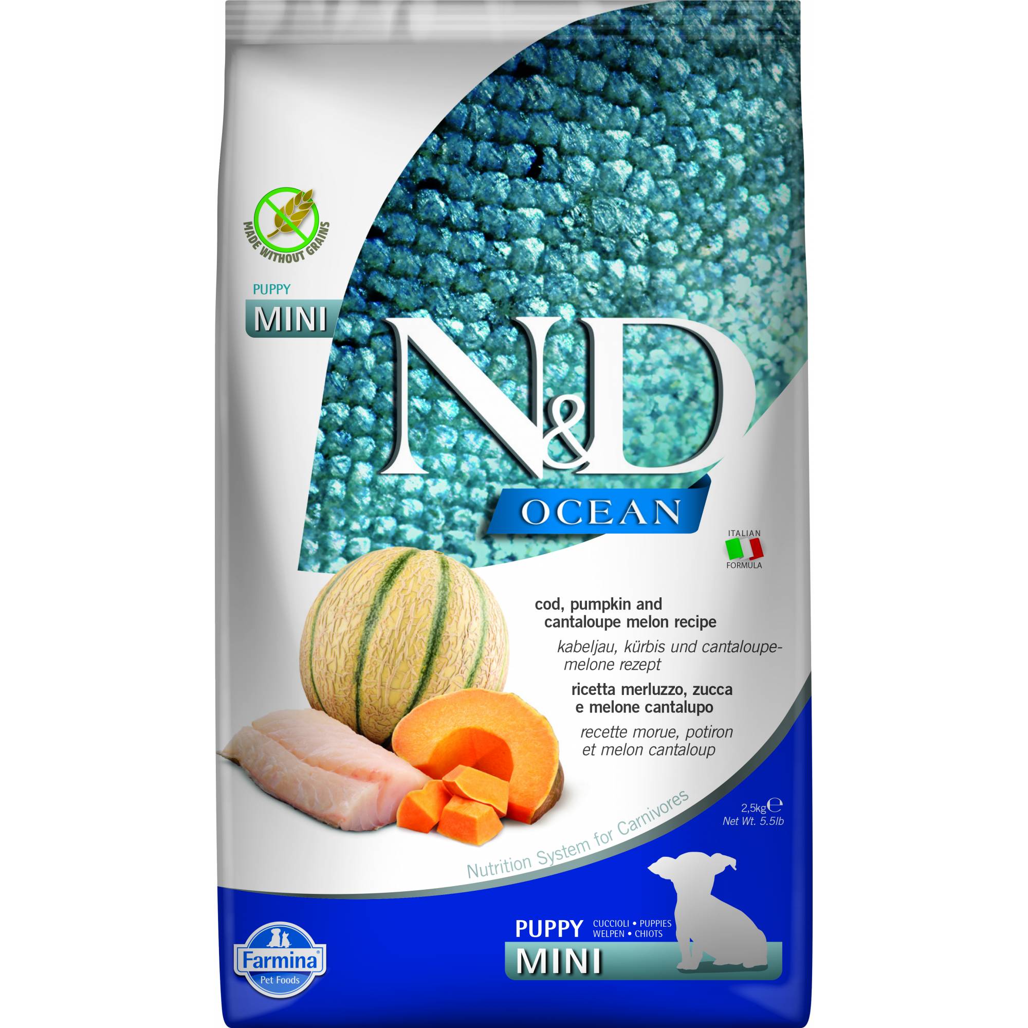 Farmina - N&D Ocean Canine Puppy Mini - Cod, Pumpkin and Cantaloupe Melon - 2.5kg