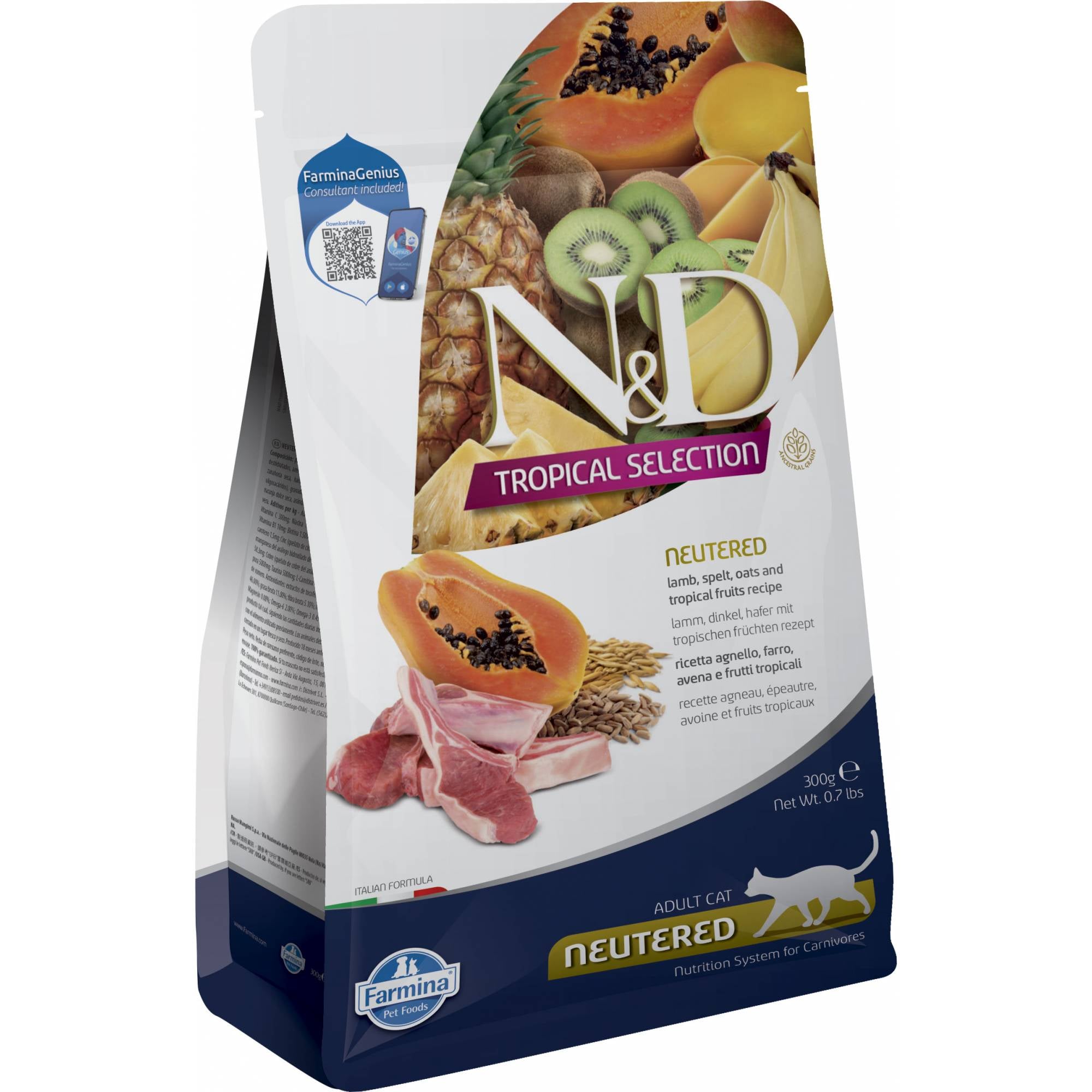 Farmina - N&D Tropical Feline Adult Neutered - Lamb, Spelt, Oats & Tropical Fruits 300g
