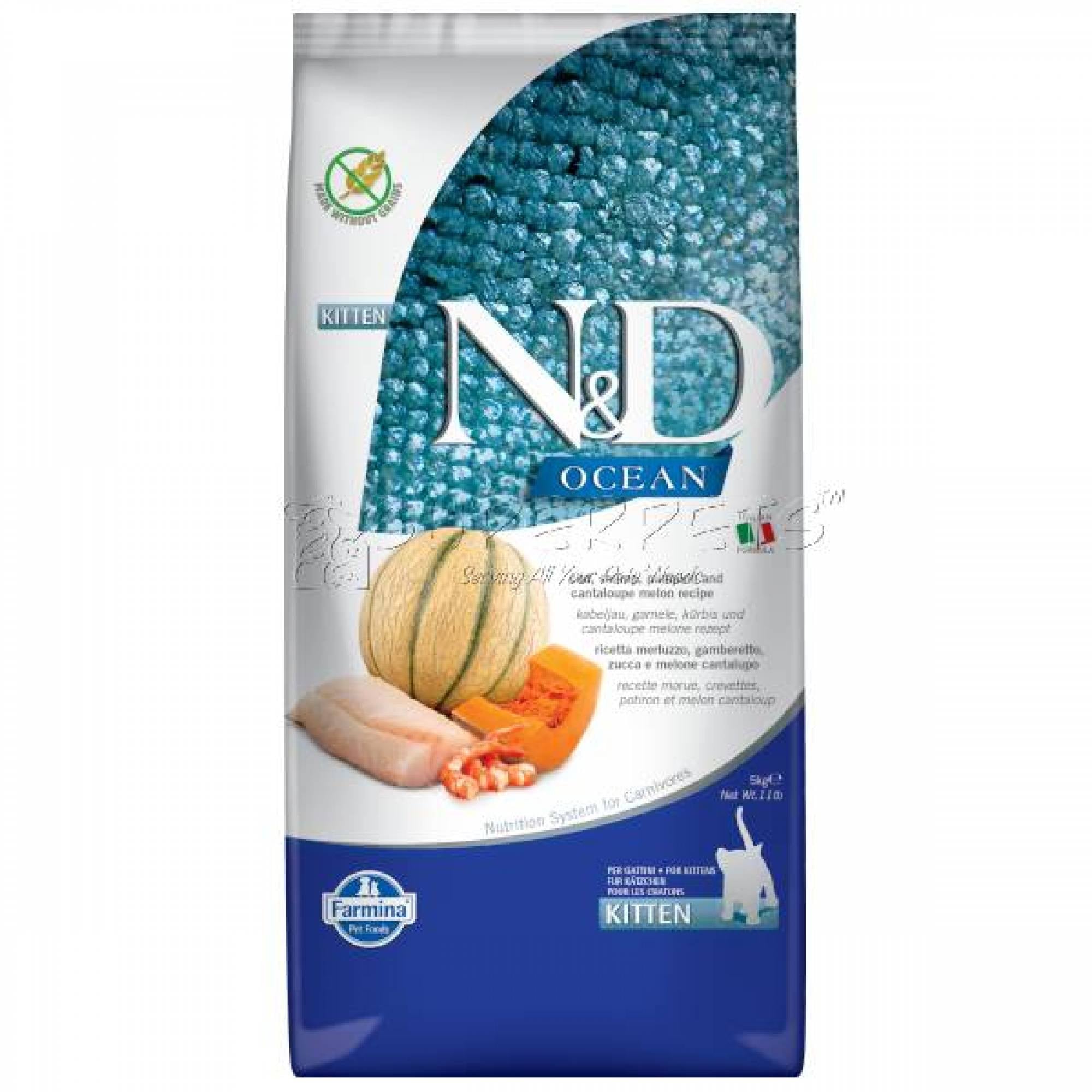 Farmina N&D Pumpkin Feline Kitten Cod, Shrimp & Cantaloupe Melon 5kg