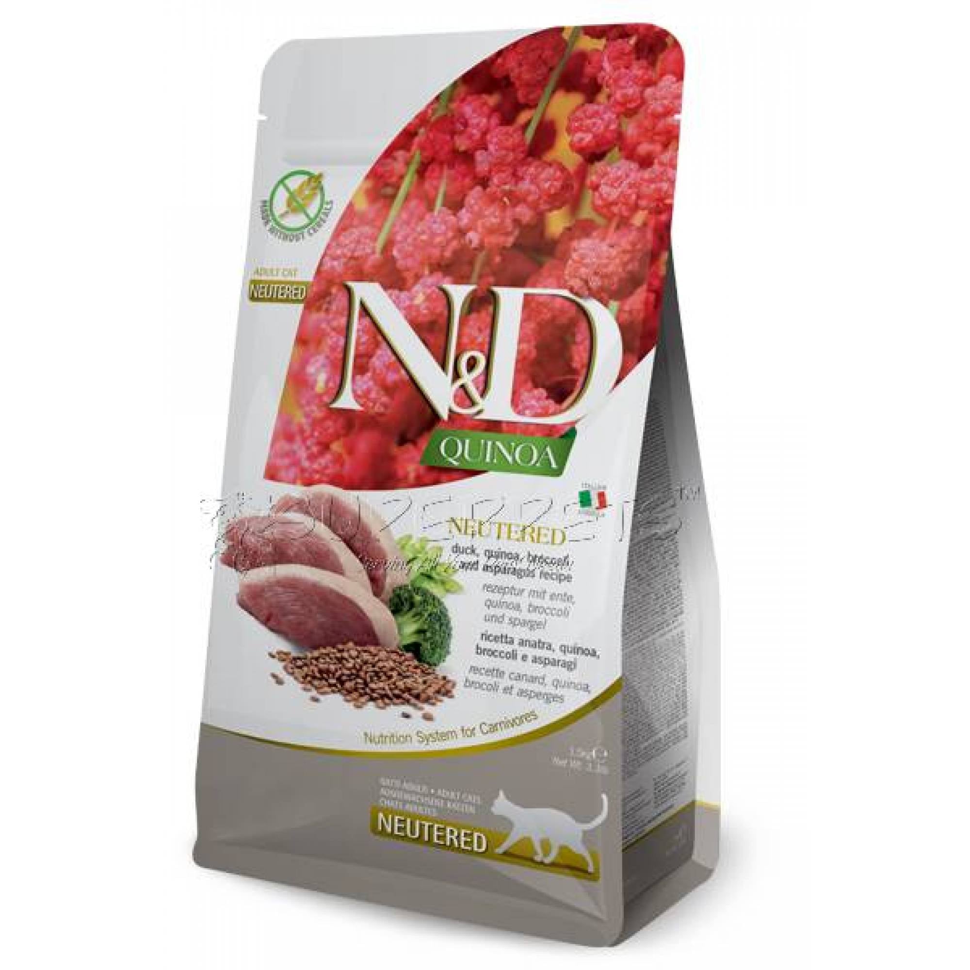 Farmina N&D Feline Adult - Neutered - Quinoa Duck, Broccoli & Asparagus 5kg