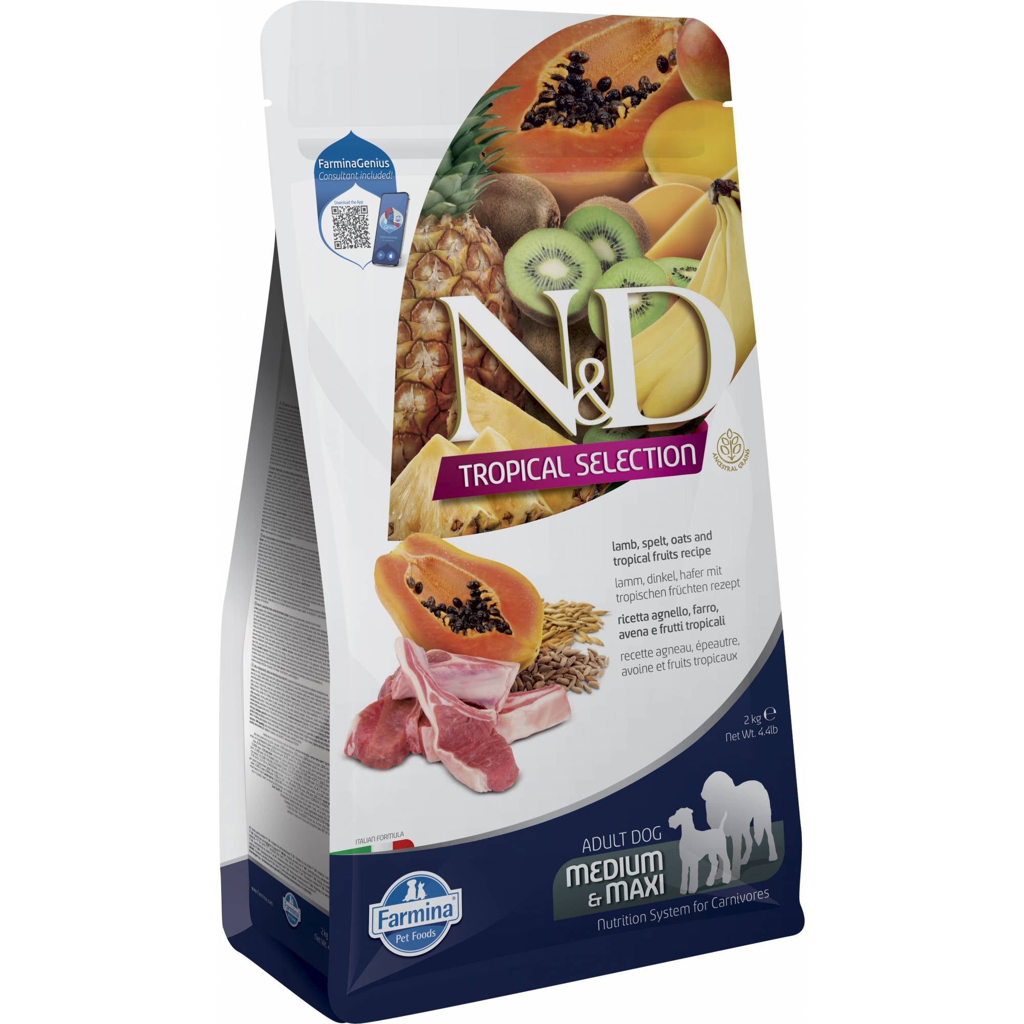 Farmina - N&D Tropical Canine Adult Medium / Maxi - Lamb, Spelt, Oats & Tropical Fruits 2kg