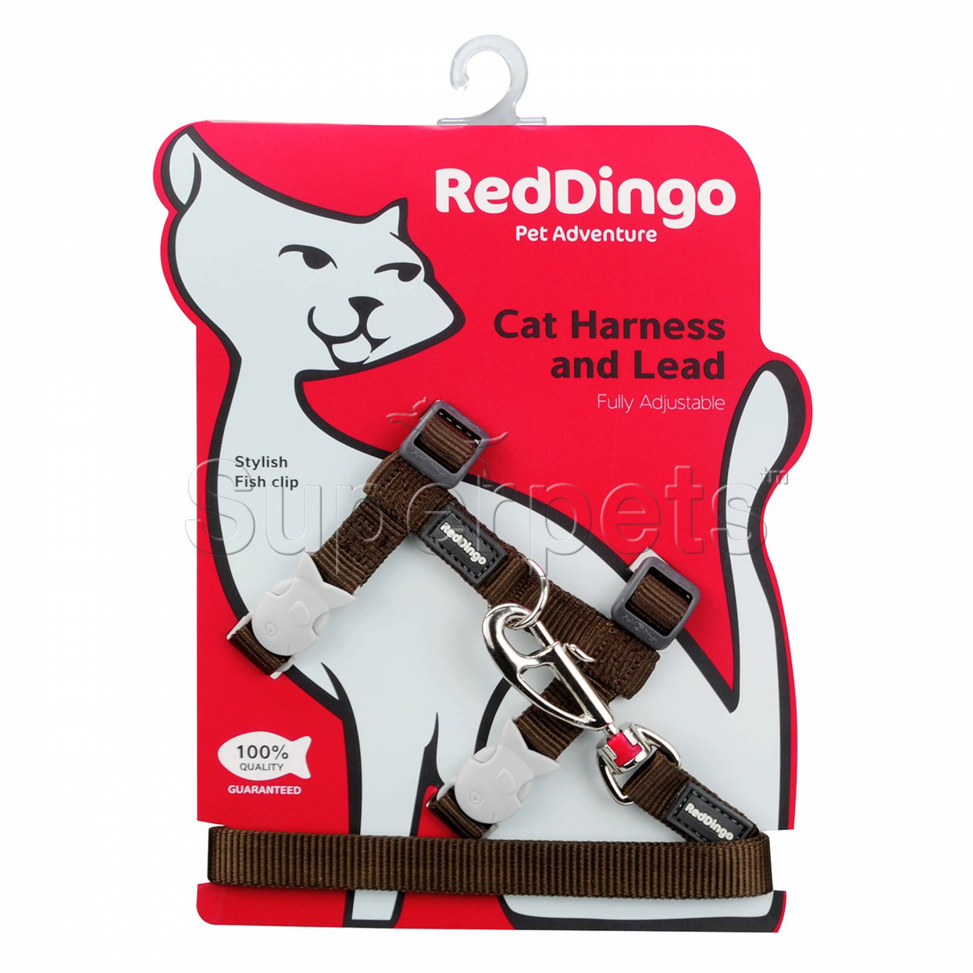 Red Dingo Cat Harness & Lead Combo - Brown