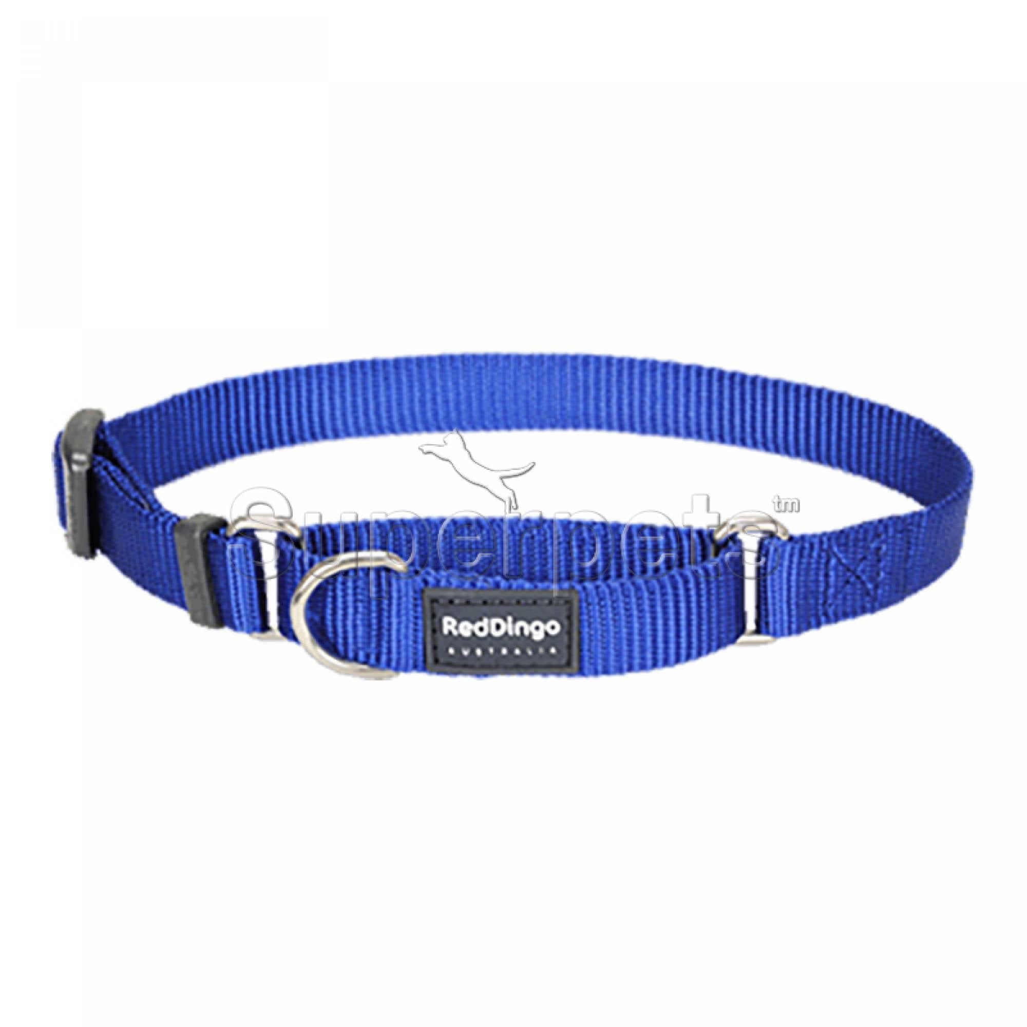 Red Dingo Dog Half Check Collar 15mm - Dark Blue