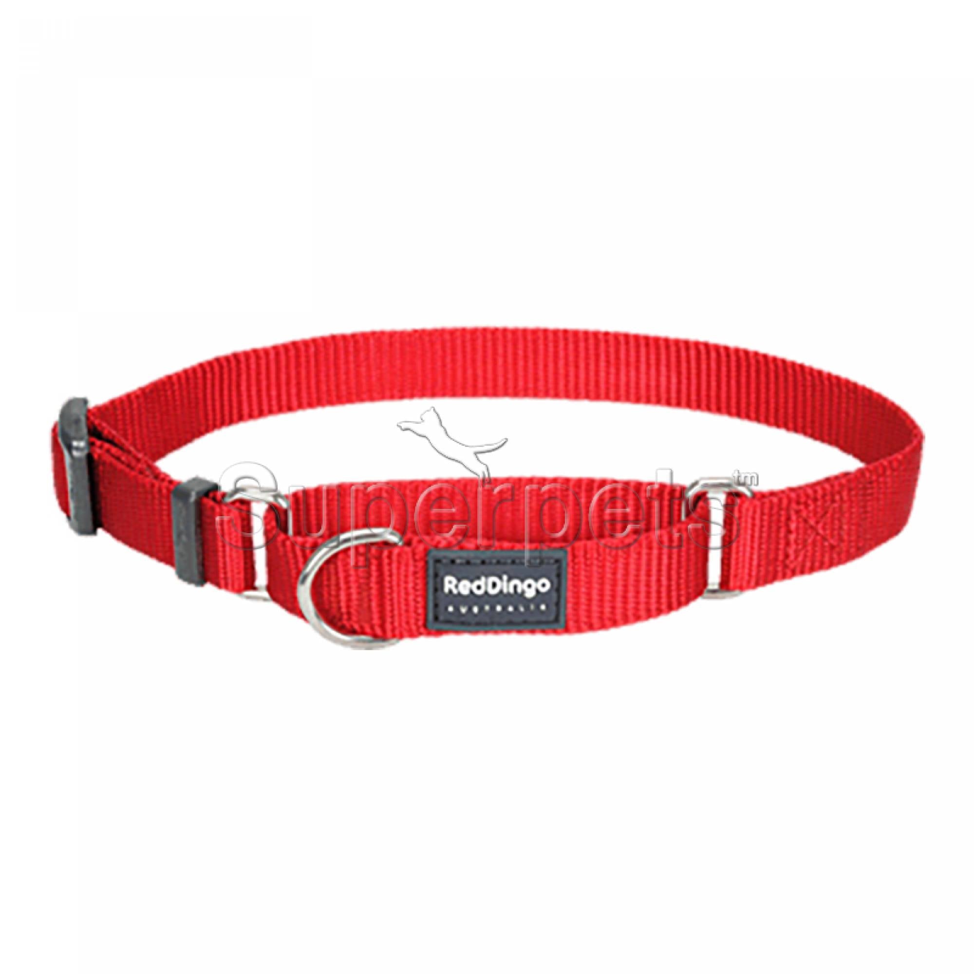 Red Dingo Dog Half Check Collar 15mm - Red