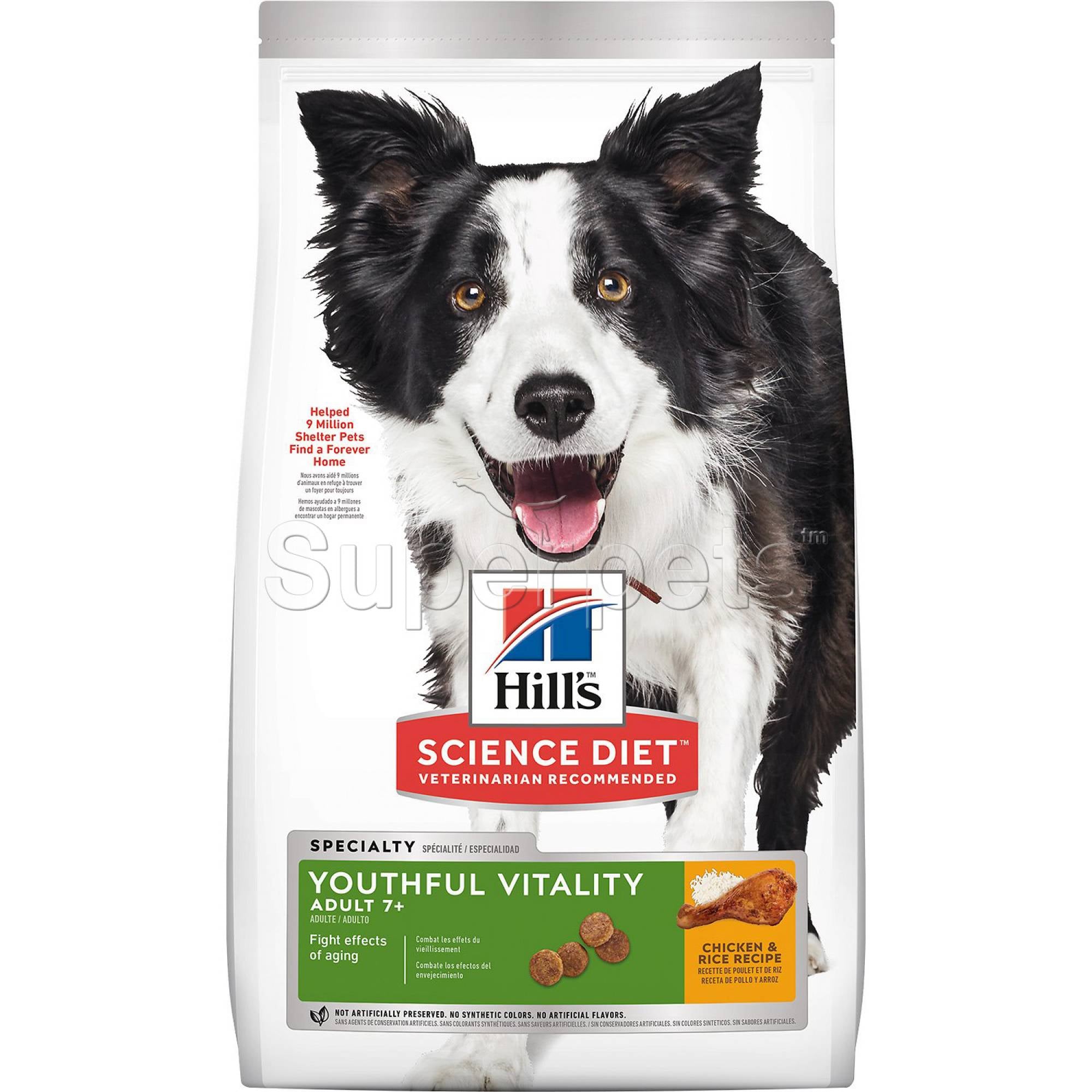 Science Diet - Dog Adult 7+ Years - YOUTHFUL VITALITY Chicken & Rice Recipe 4lb / 1.6kg (10772)