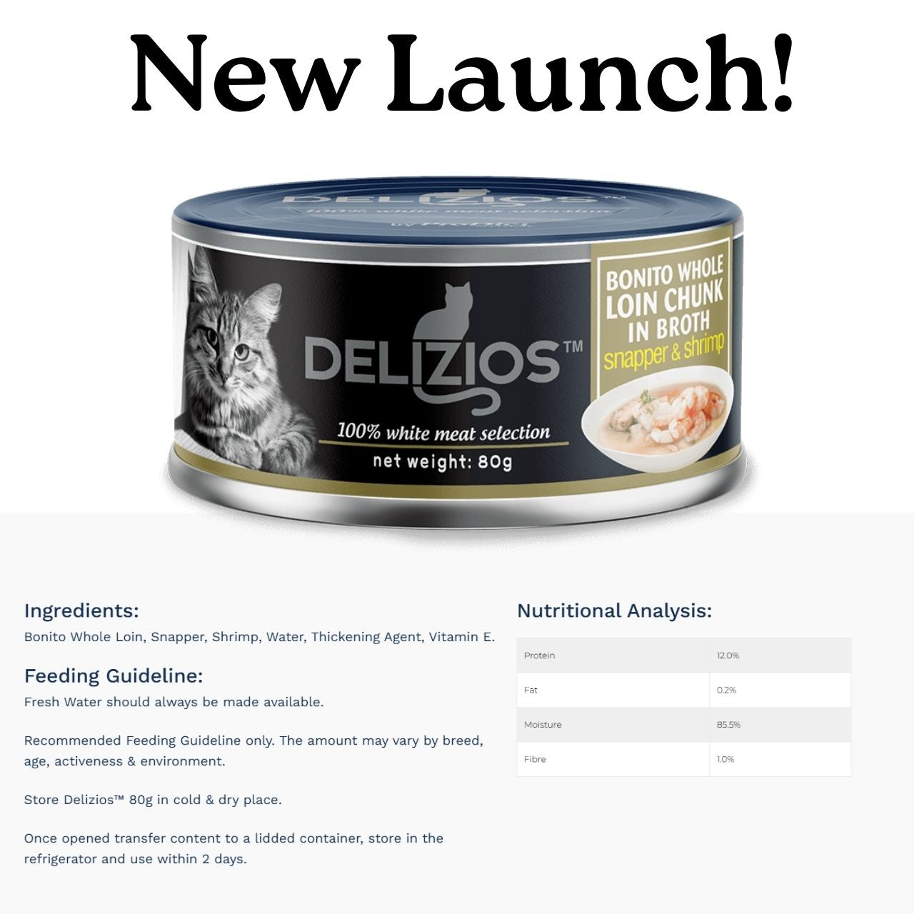 Delizios Snapper & Shrimp Cat Canned food 80g