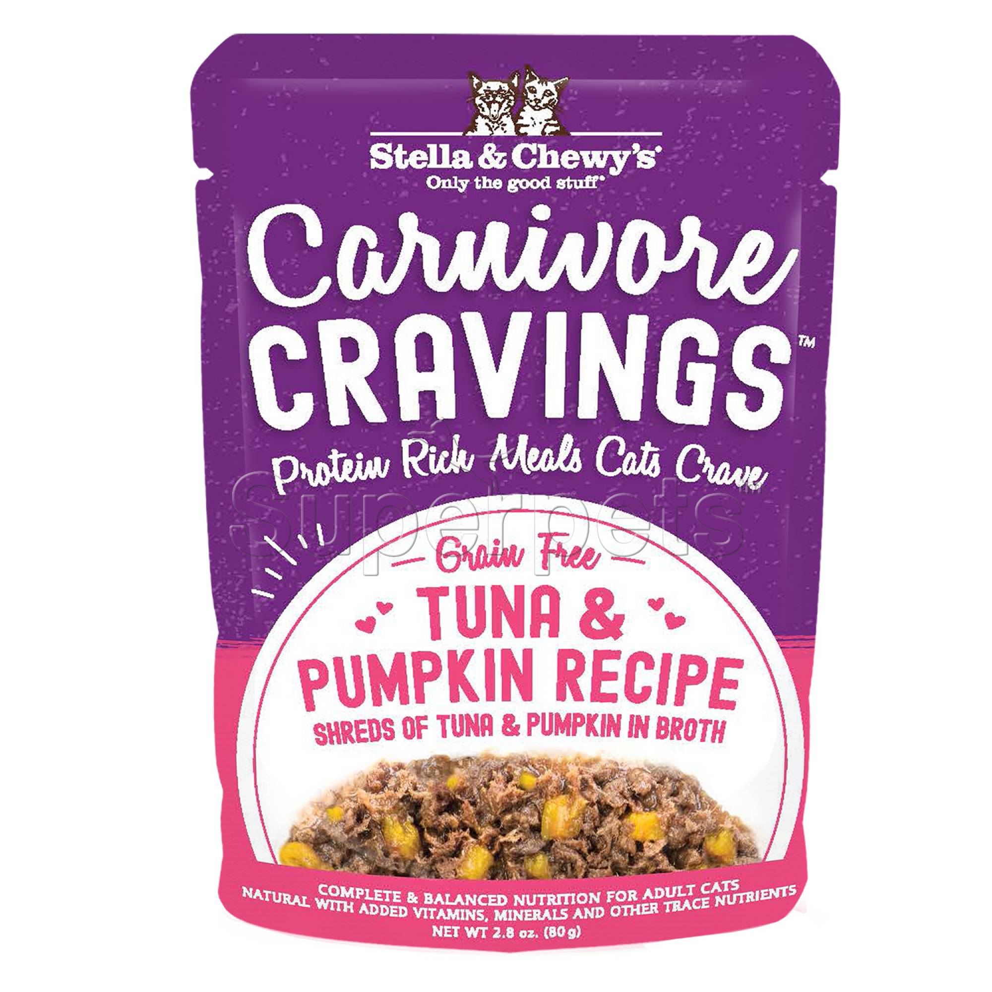 Stella & Chewy's - Cat Carnivore Cravings in Broth Pouch - Tuna & Pumpkin Recipe 2.8oz (80g)