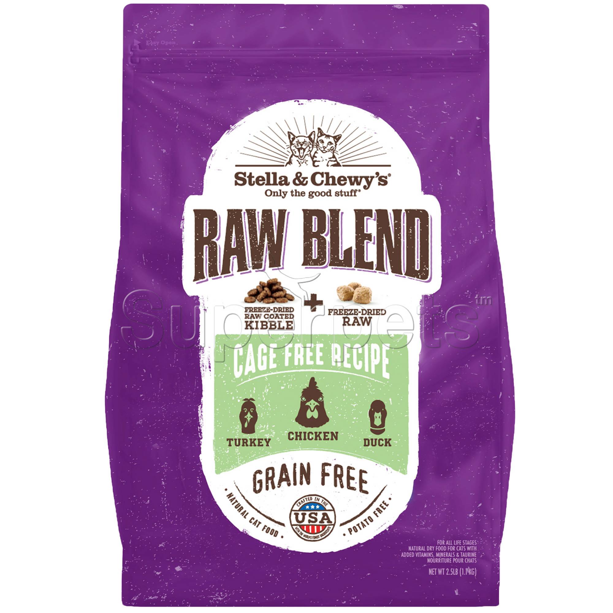 Stella & Chewy's - Cat Freeze-Dried Raw Coated Kibble - Cage-Free Turkey, Chicken and Duck Recipe 10lb (4.54kg)