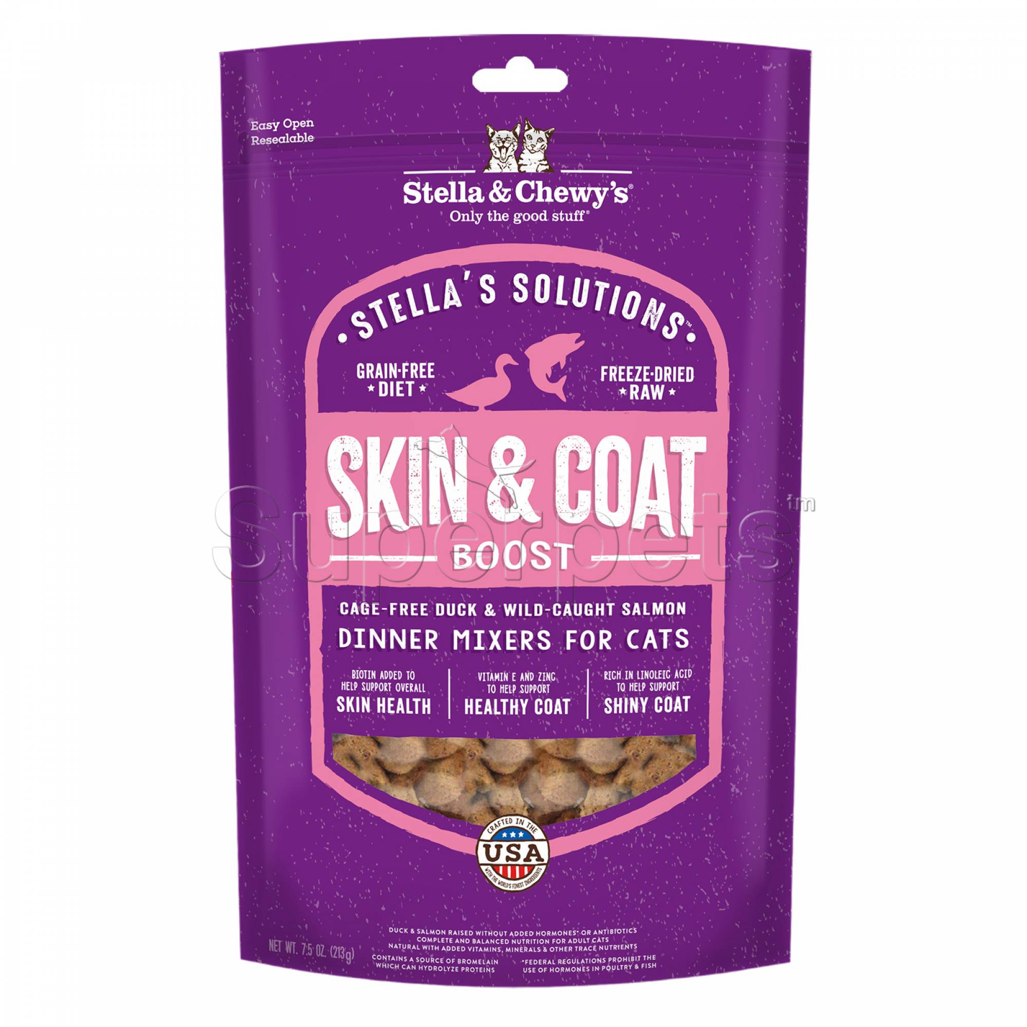 Stella & Chewy's - Cat Stella's Solutions Dinner Mixers - Skin & Coat Boost - Cage-Free Duck & Wild-Caught Salmon 7.5oz (213g)