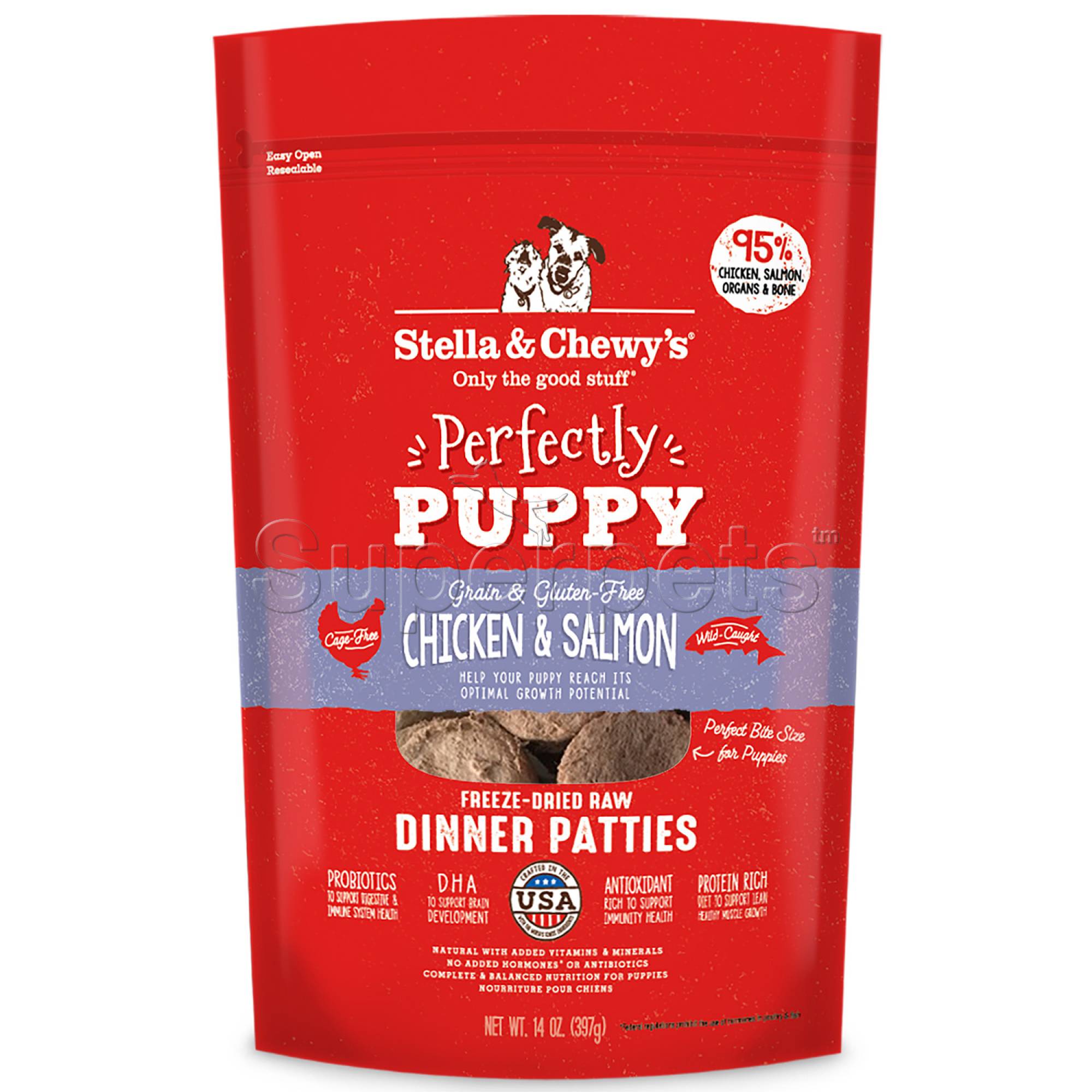 Stella & Chewy's - Dog Freeze-Dried Dinner Patties - Chicken & Salmon (Perfectly Puppy) 14oz (397g)