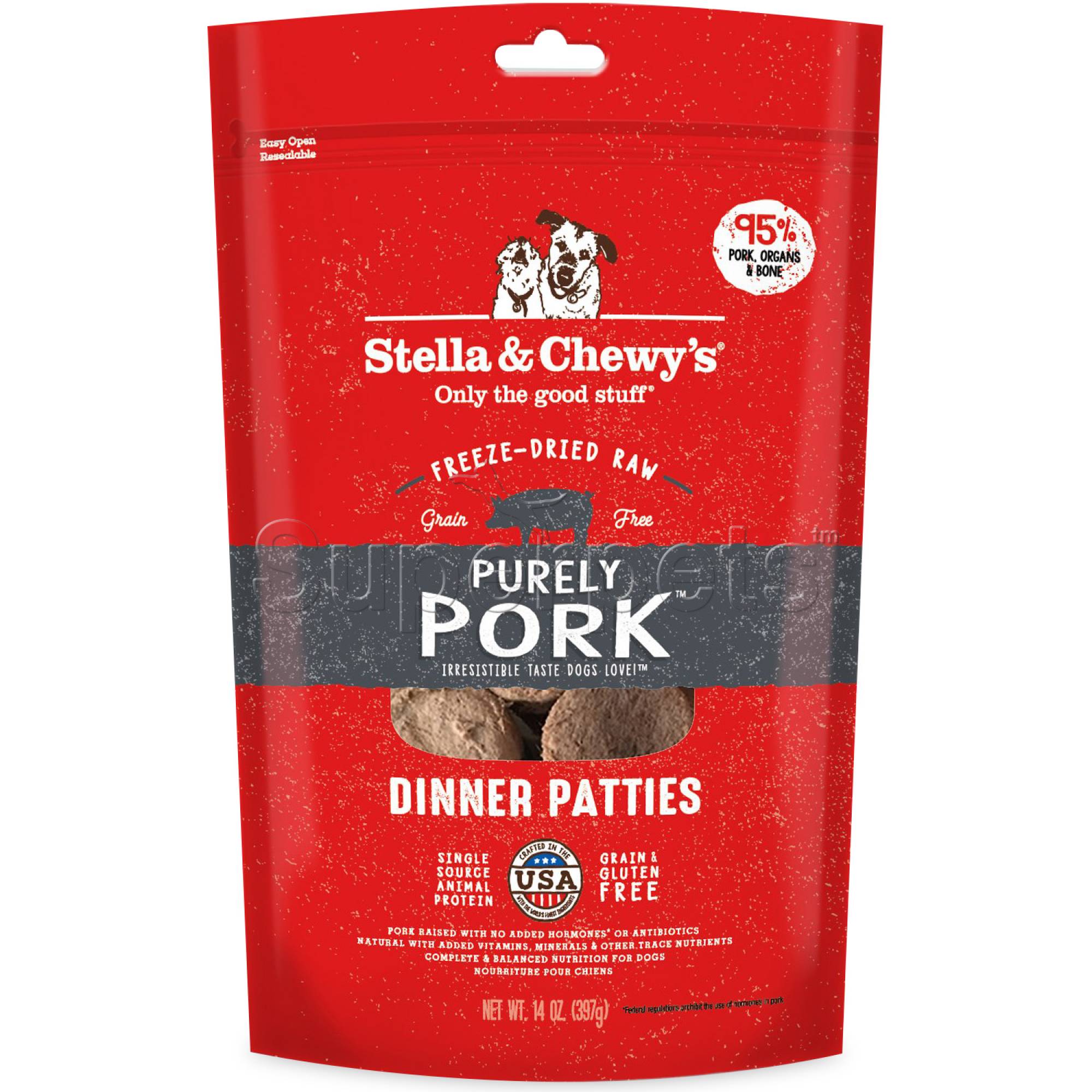 Stella & Chewy's - Dog Freeze-Dried Dinner Patties - Purely Pork 14oz (397g)