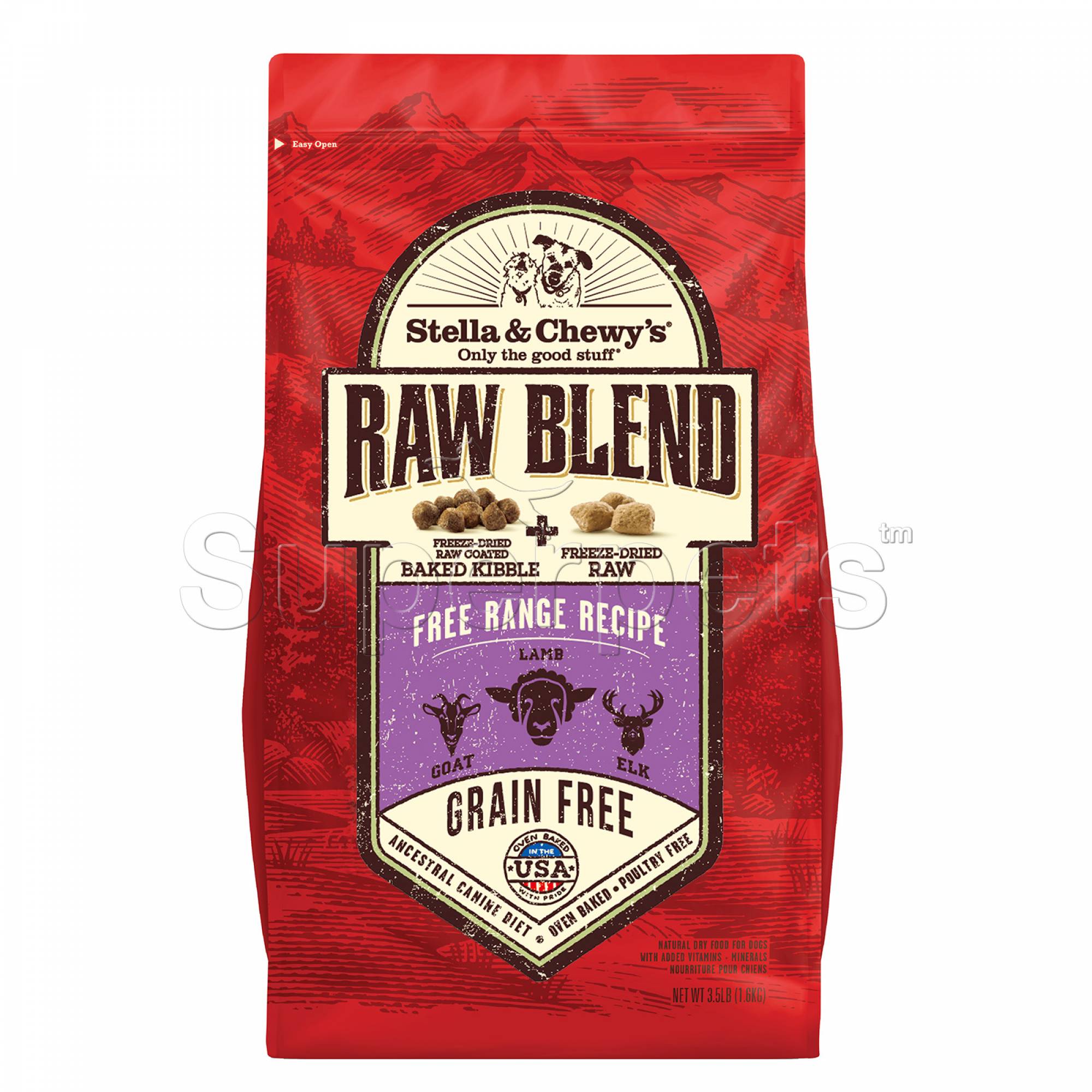 Stella & Chewy's - Dog Freeze-Dried Raw Blend Raw Coated Kibble - Free Range Goat, Lamb & Elk 3.5lb (1.6kg)