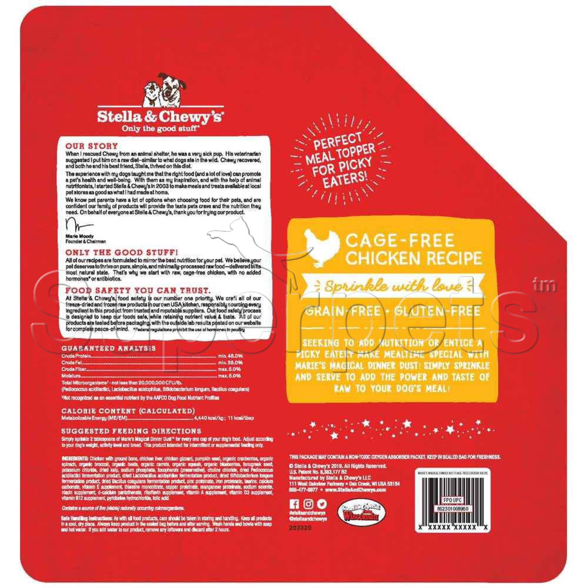 Stella & Chewy's - Dog Freeze-Dried Raw Maries Magical Dinner Dust Topper - Cage-Free Chicken Recipe 7oz (198g)