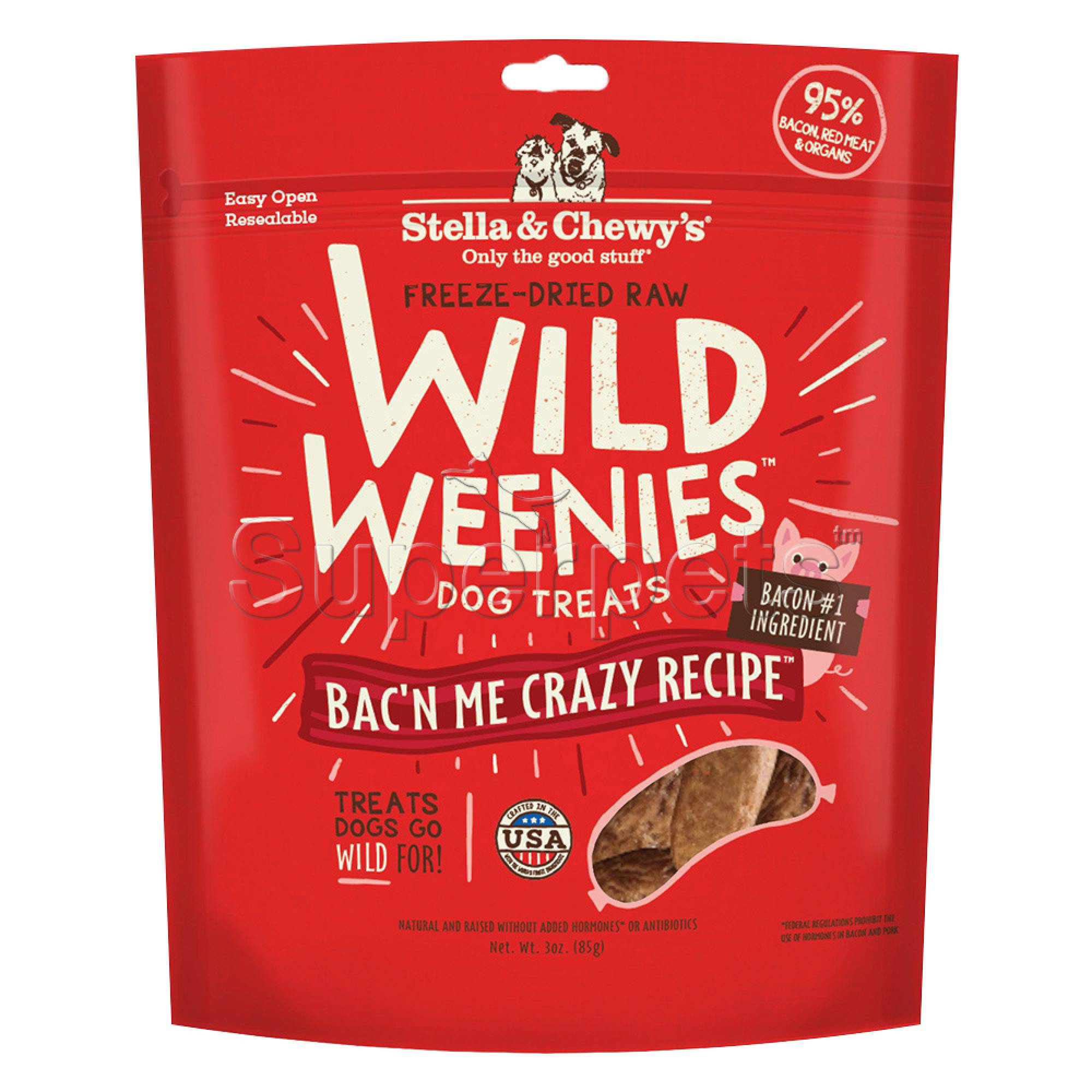 Stella & Chewy's - Dog Freeze-Dried Raw Wild Weenies Treats - Bac'n Me Crazy Recipe 3oz (85g)