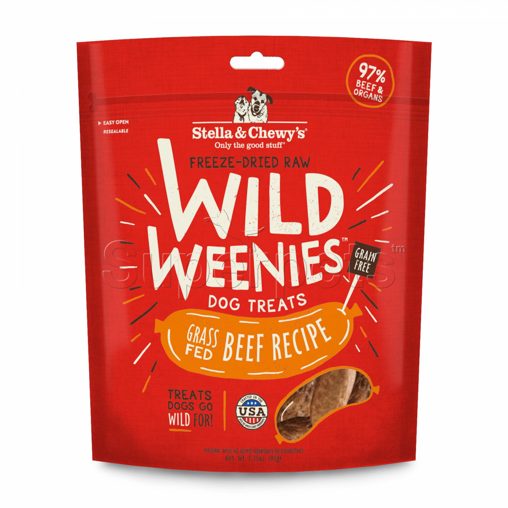 Stella & Chewy's - Dog Freeze-Dried Raw Wild Weenies Treats - Grass-Fed Beef Recipe 3.25oz (92g)