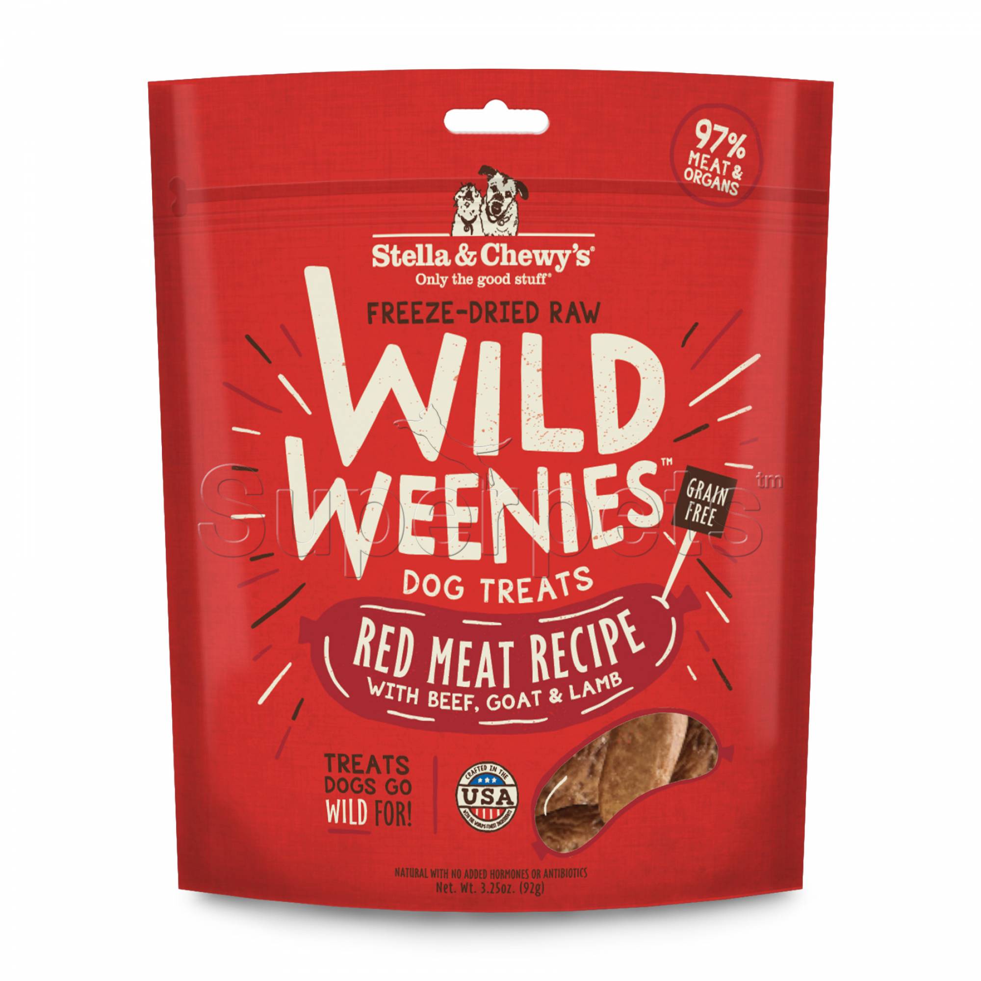 Stella & Chewy's - Dog Freeze-Dried Raw Wild Weenies Treats - Red Meat Recipe with Beef, Goat & Lamb 3.25oz (92g)