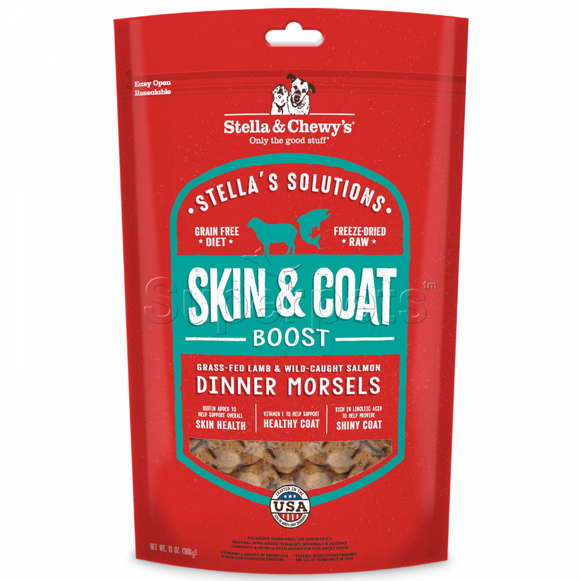 Stella & Chewy's - Stella's Solutions Dinner Morsels - Skin & Coat Boost - Grass-Fed Lamb & Wild-Caught Salmon 13oz (368g)