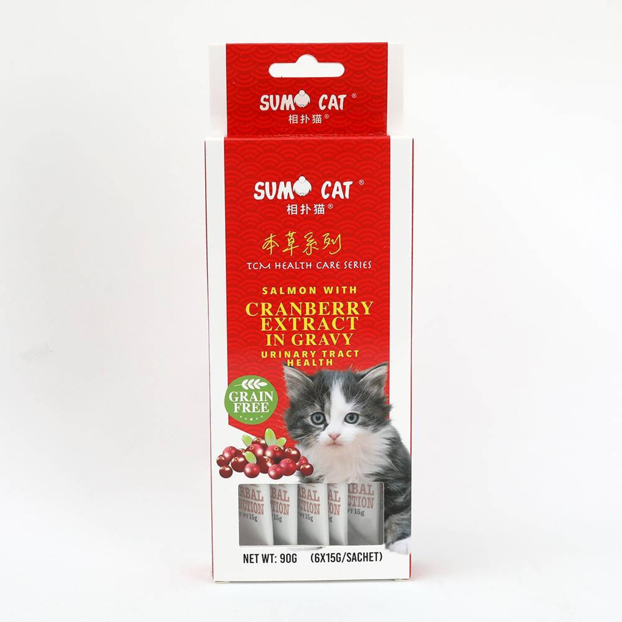 Sumo TCM Cat Treats - Salmon with Cranberry Extract in Gravy 90g (Urinary Tract Health) (6x15g Sachet)
