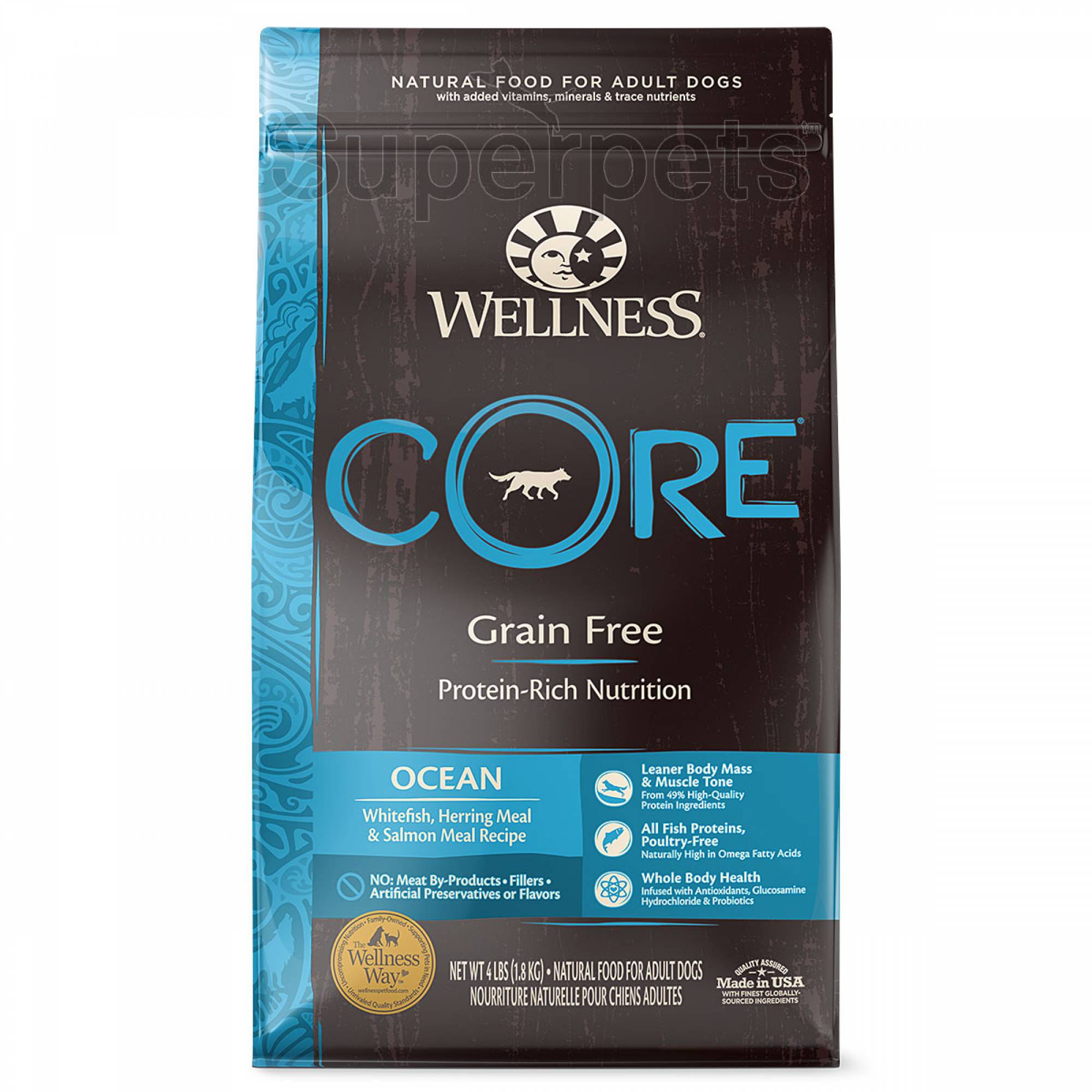 Wellness - Dog Dry Core Grain-Free Ocean Whitefish, Herring Meal & Salmon Meal Recipe 4lb (1.8kg)