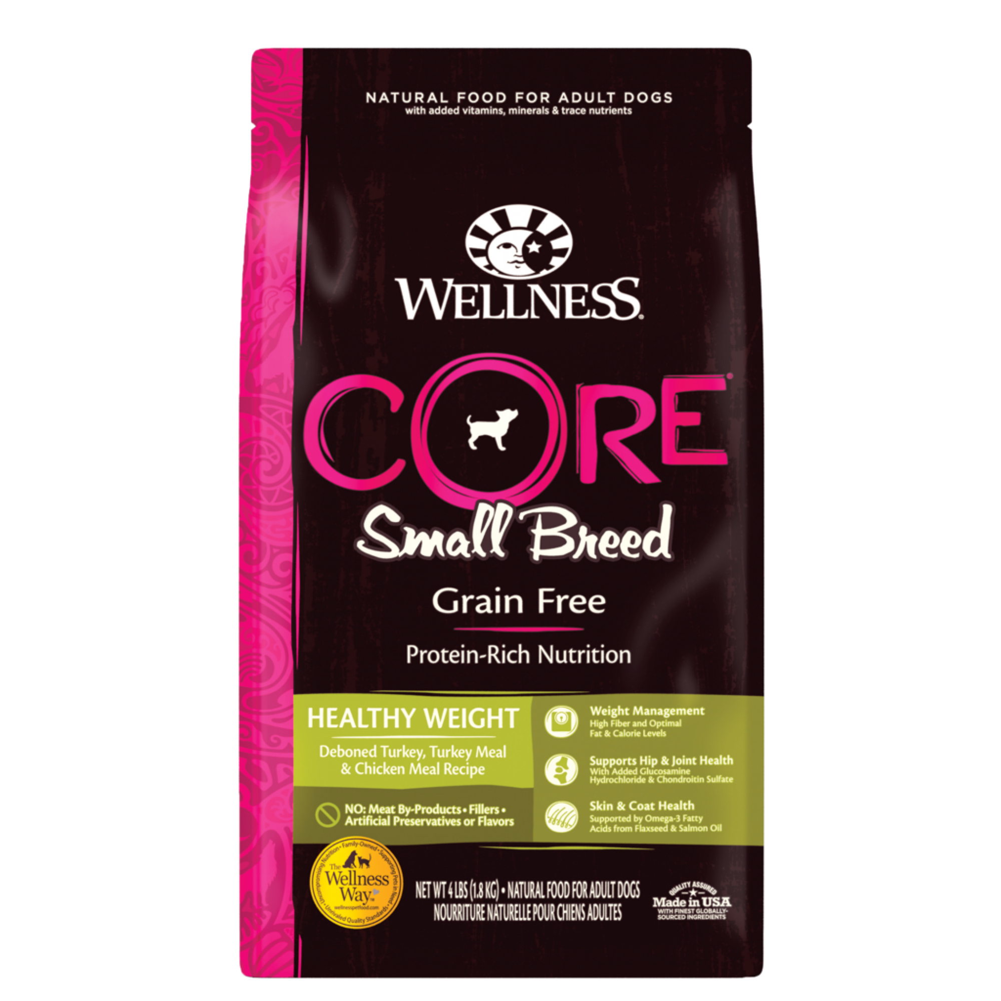 Wellness - Dog Dry Core Grain-Free Small Breed Healthy Weight  Turkey, Turkey Meal & Chicken Meal Recipe 4lb (1.8kg)