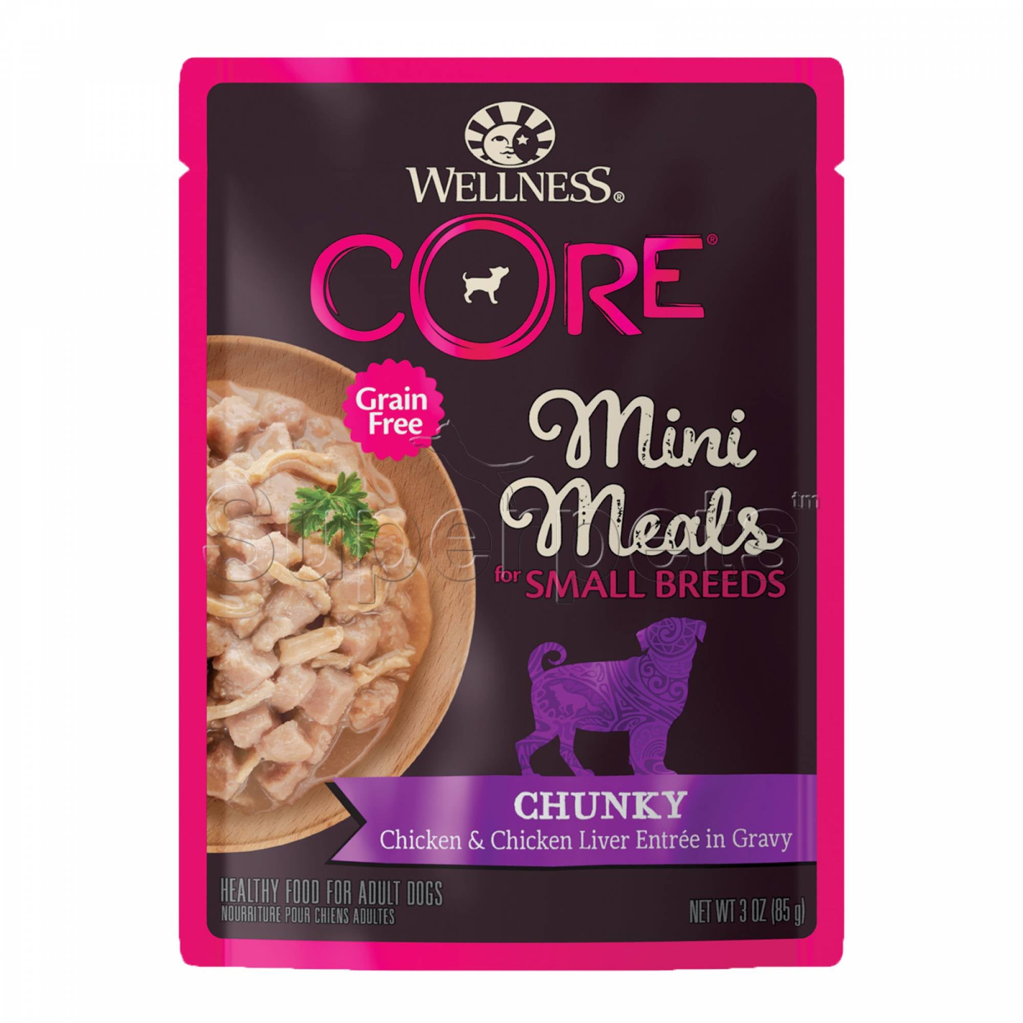 Wellness - Dog Core Mini Meals for Small Breeds 85g Chunky Chicken & Chicken Liver Entree in Gravy