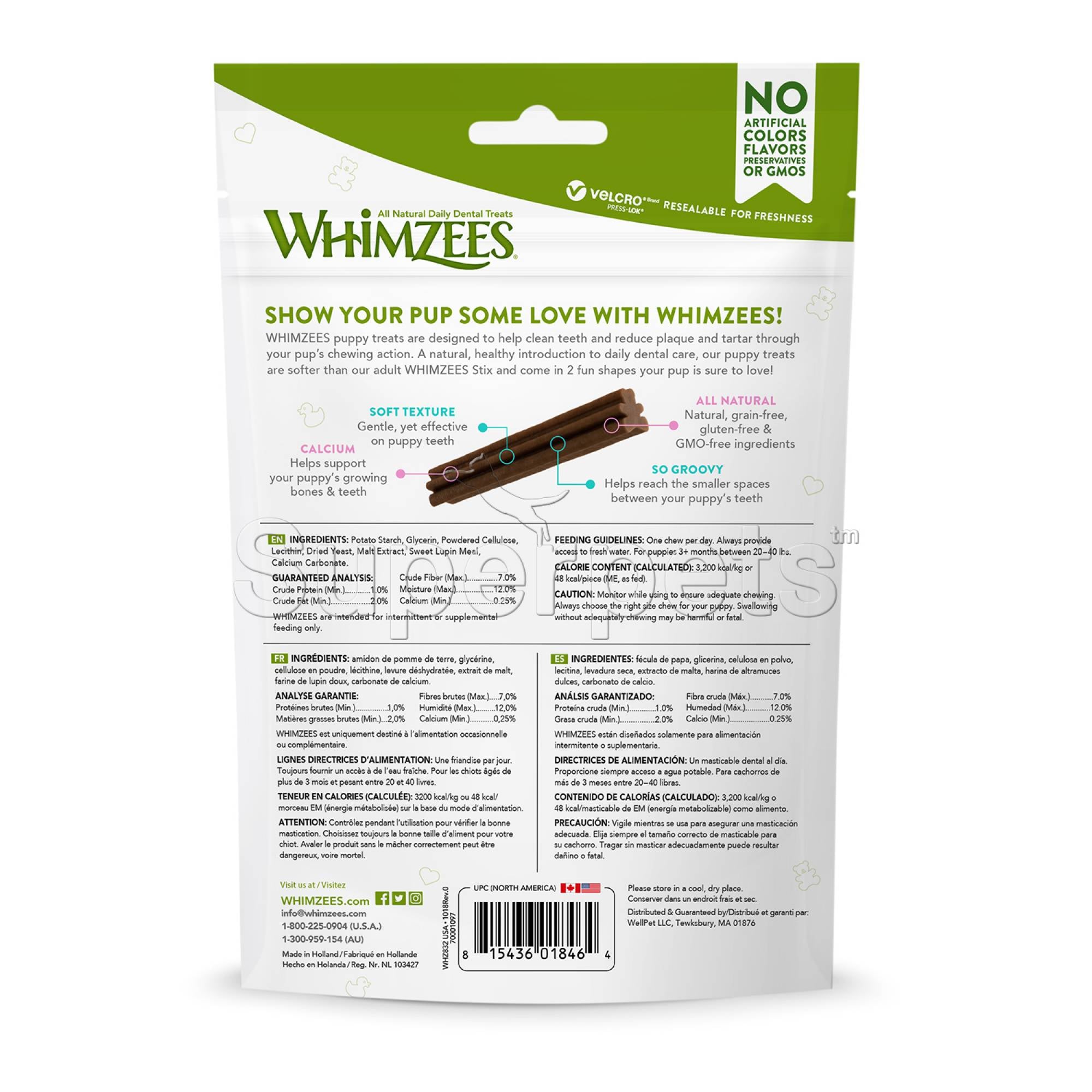 Whimzees Natural Dental Dog Treats - Puppy M/L - 14cps (WHZ832)
