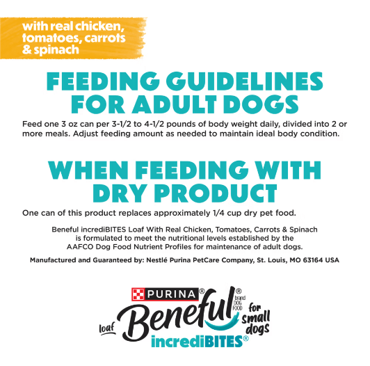 Beneful Small Breed High Protein Wet Dog Food, IncrediBites Paté With Real Chicken Recipe 85g x 3DogsSuperpets Trading