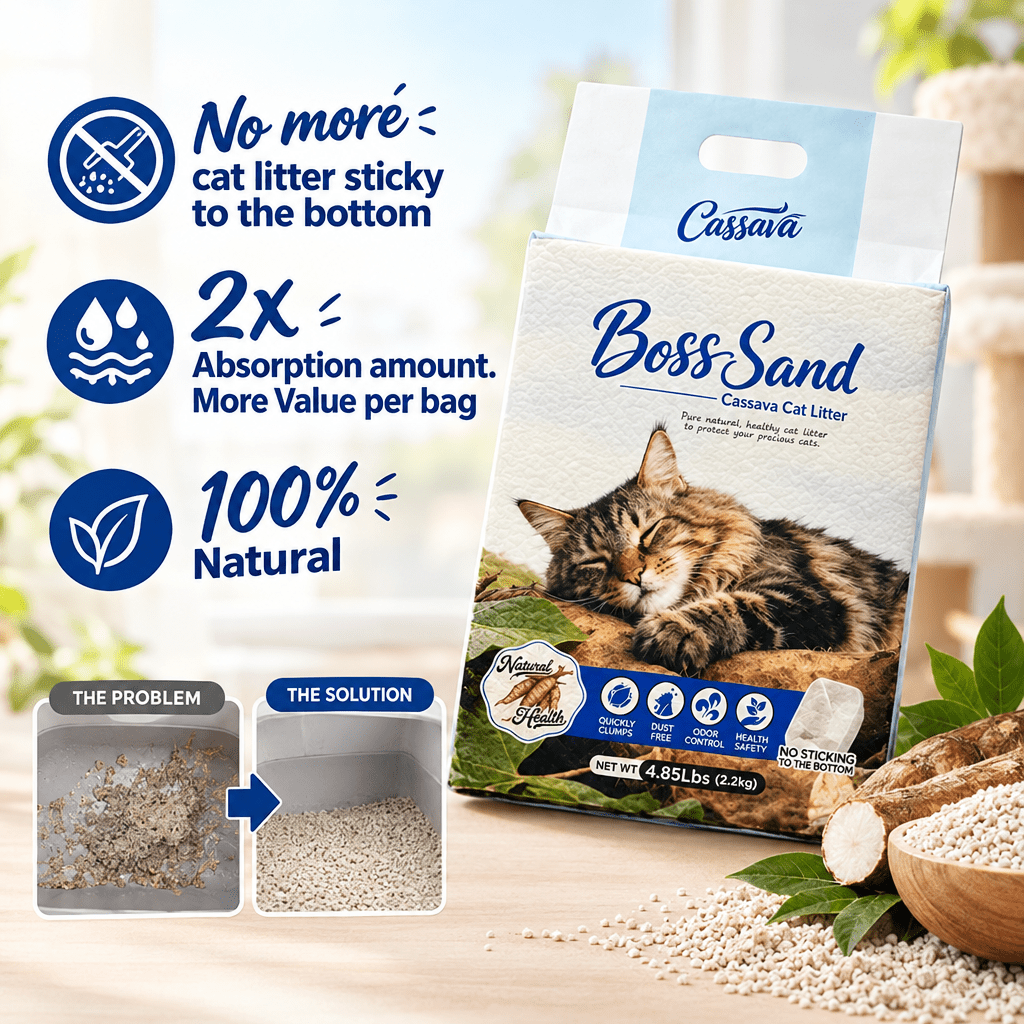 Boss Sand Cassava Cat litter - No More Sticking to the boxCatsSuperpets Trading