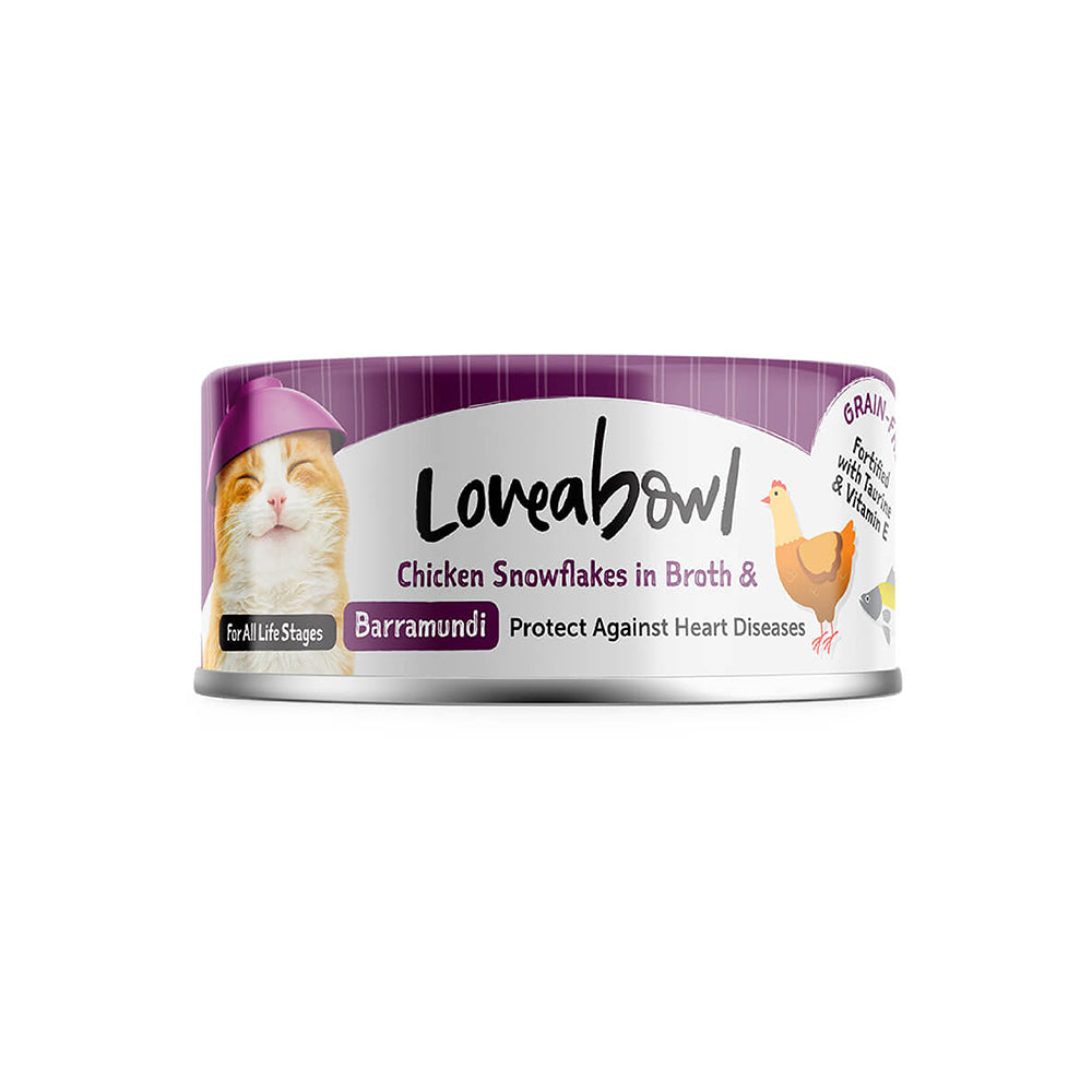 Loveabowl Chicken Snowflakes in broth with Barramundi 70g x 24 cans (1 Carton)