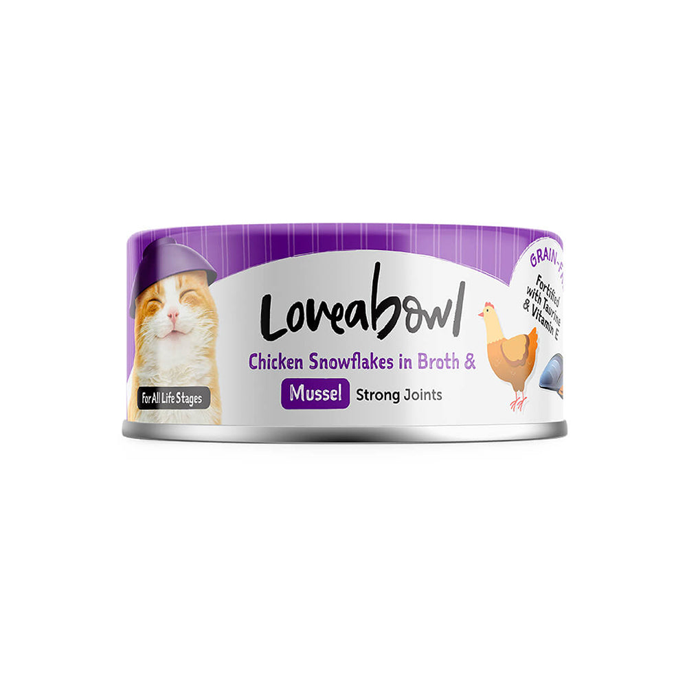 Loveabowl Chicken Snowflakes in broth with Mussel 70g x 24 cans (1 Carton)