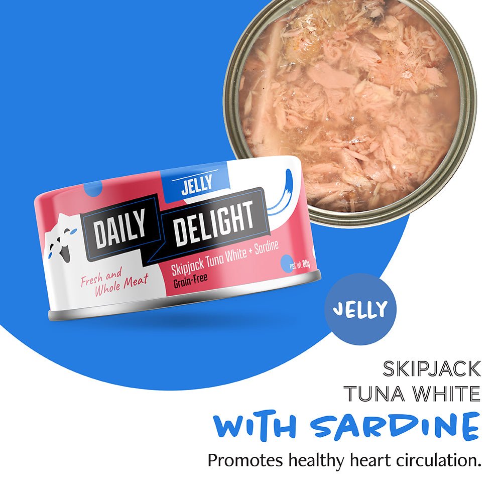 Daily delight Jelly Skipjack Tuna White with Sardine 80g x 24 (1 Carton)CatsSuperpets Trading