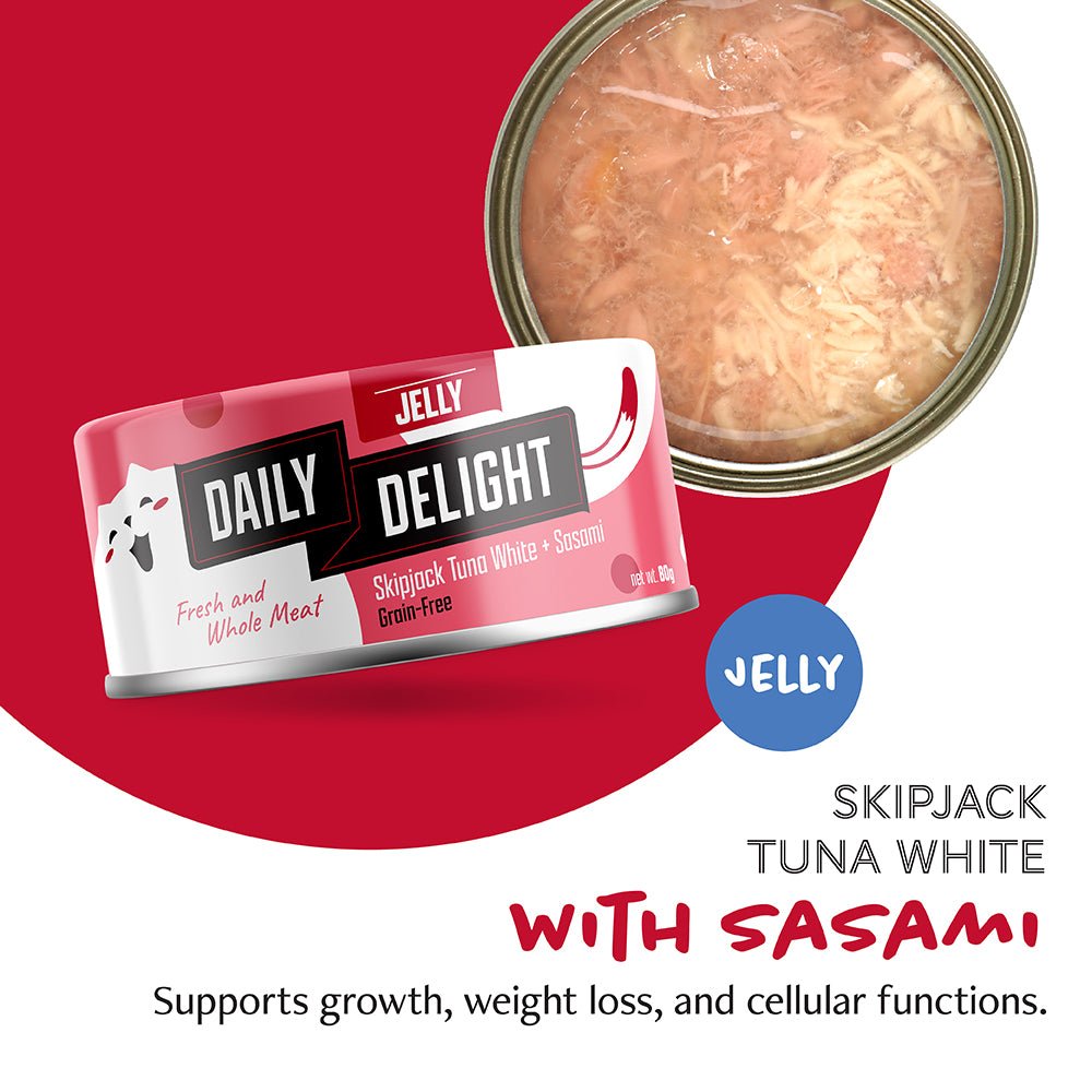 Daily delight Jelly Skipjack Tuna White with Sasami 80g x 24 (1 Carton)CatsSuperpets Trading