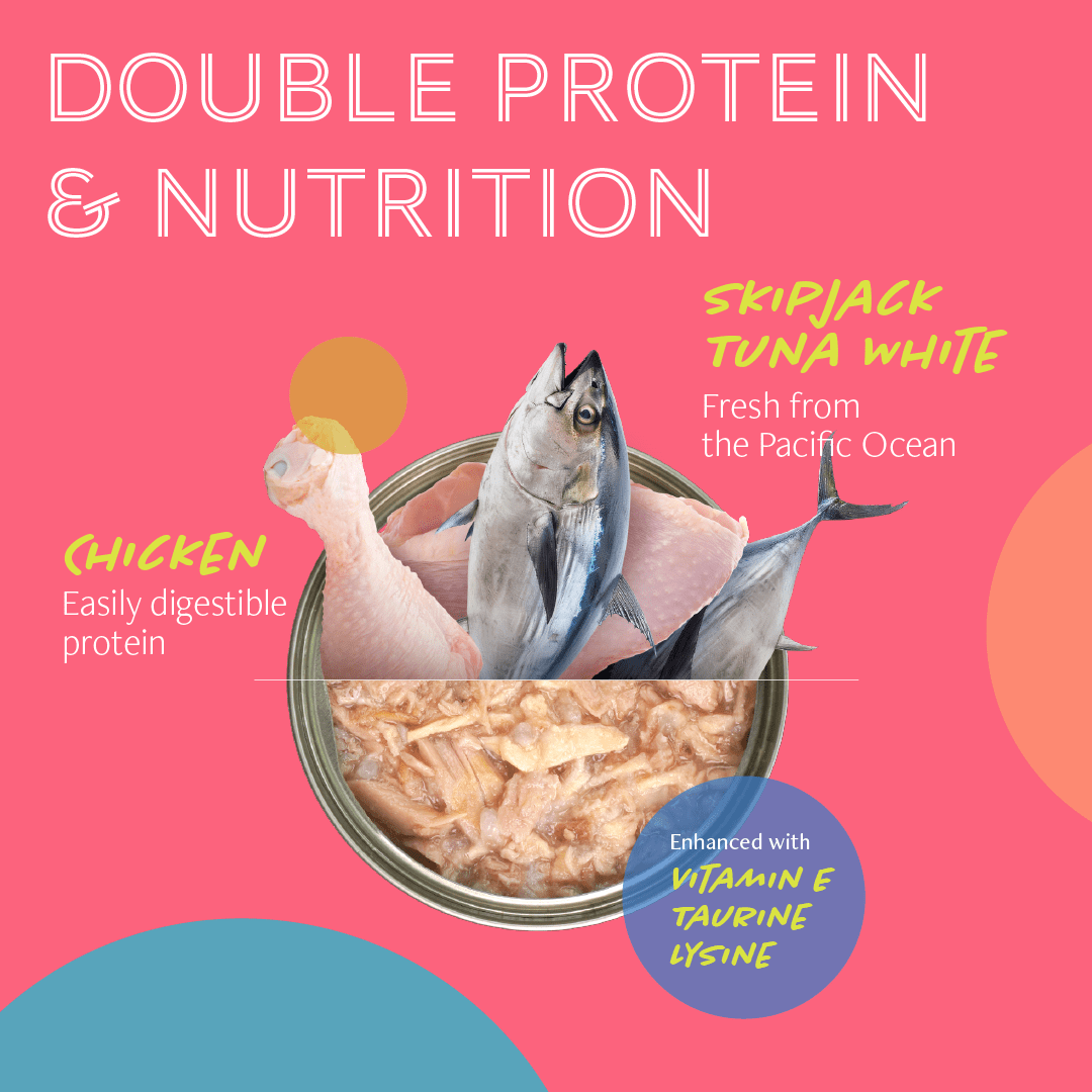 Daily delight Pure Skipjack Tuna White & Chicken with Baby Clam 80gCatsSuperpets Trading